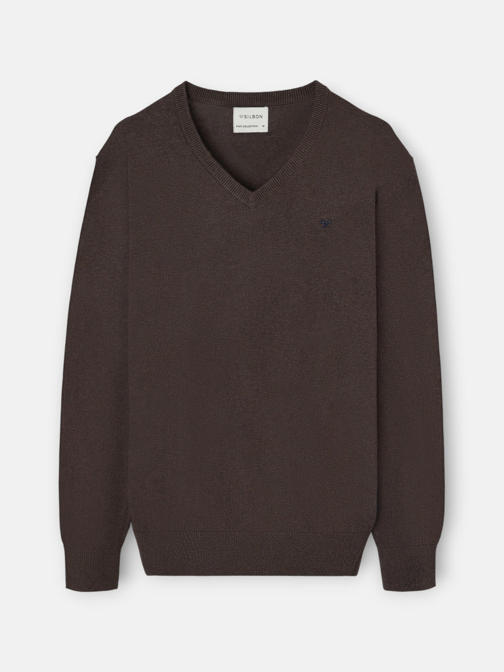 Camisola clássica de decote em V castanha