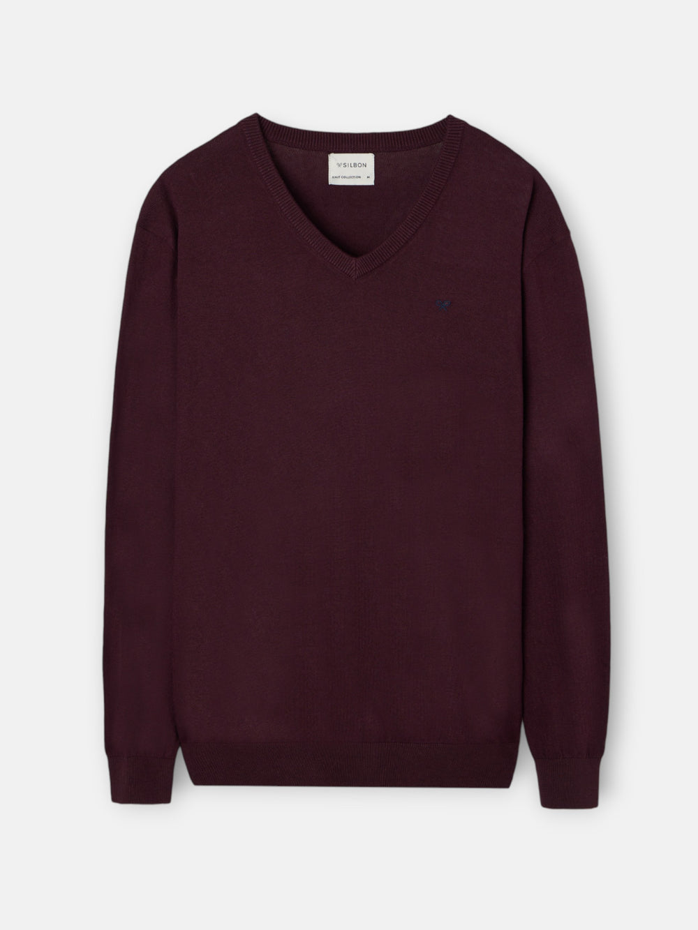 Camisola clássica de decote em bordeaux