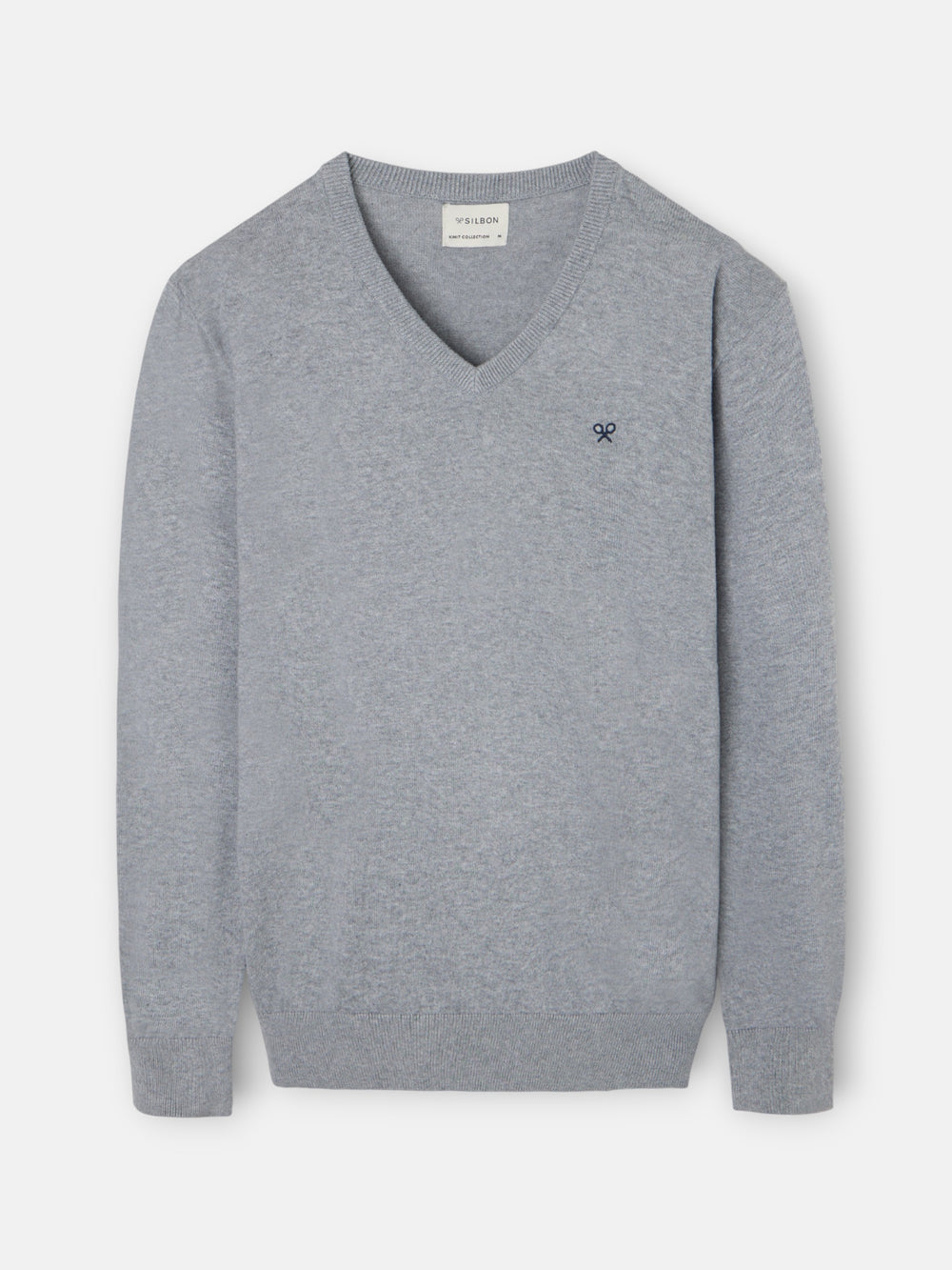 Camisola clássica de decote em V cinzenta