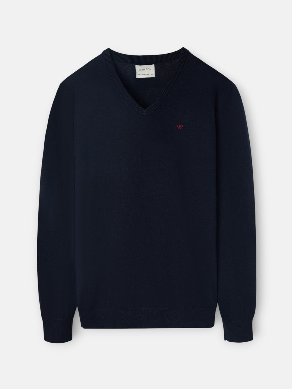 Camisola clássica de gola em bico azul-marinho