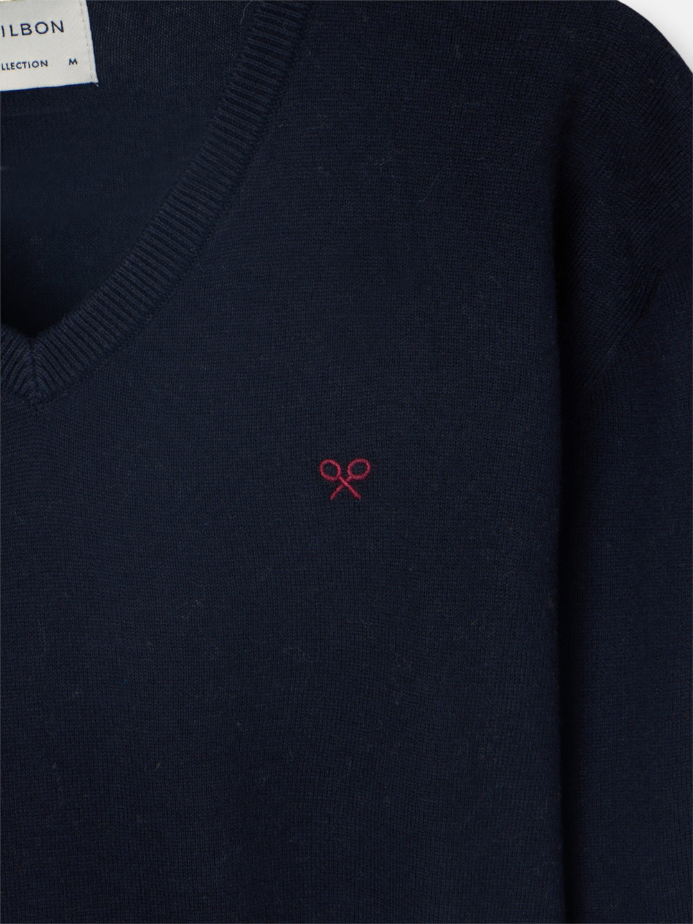 Camisola clássica de gola em bico azul-marinho