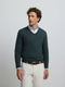 Pull col V classique vert foncé