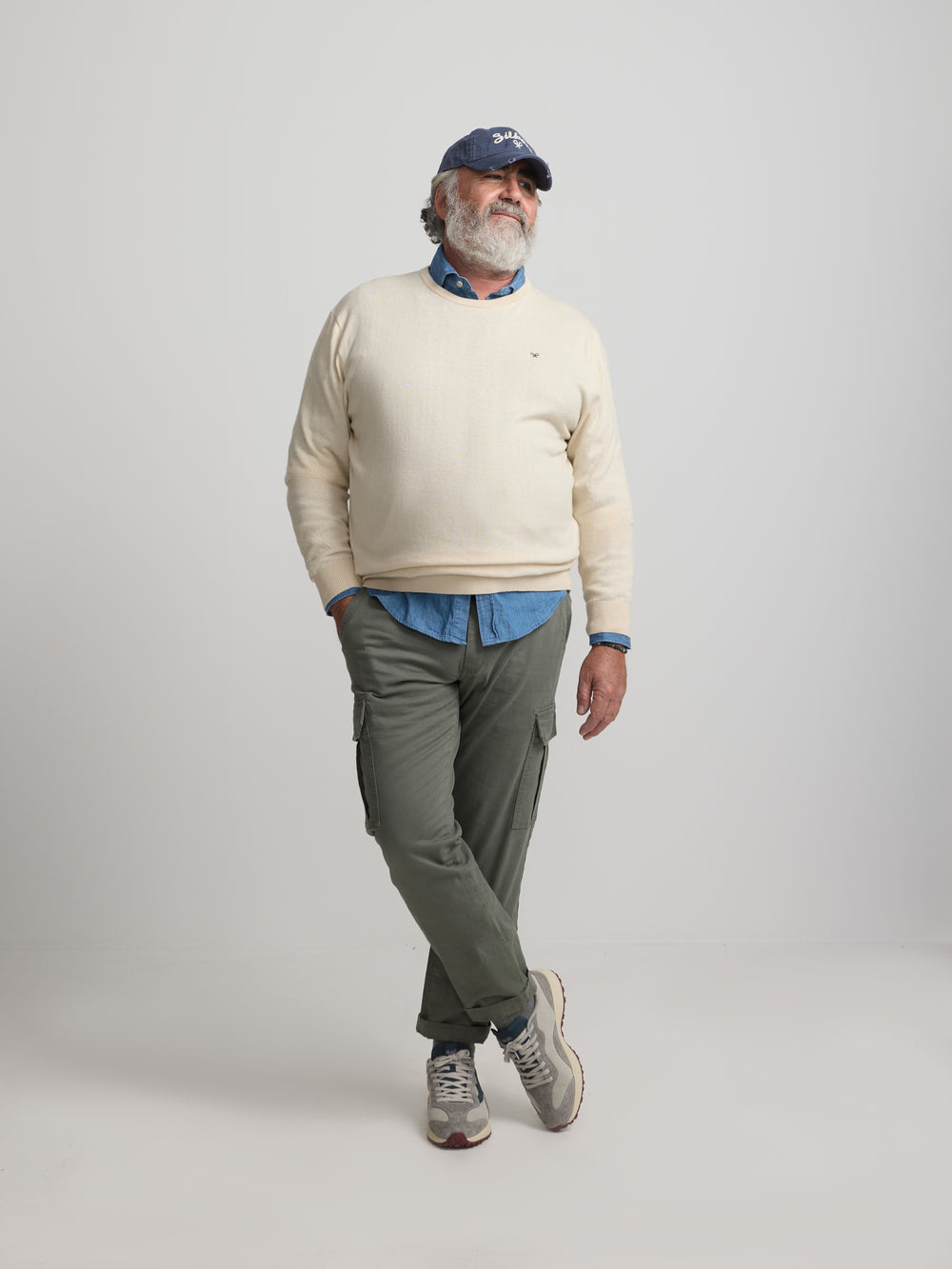 Classic light beige round neck sweater