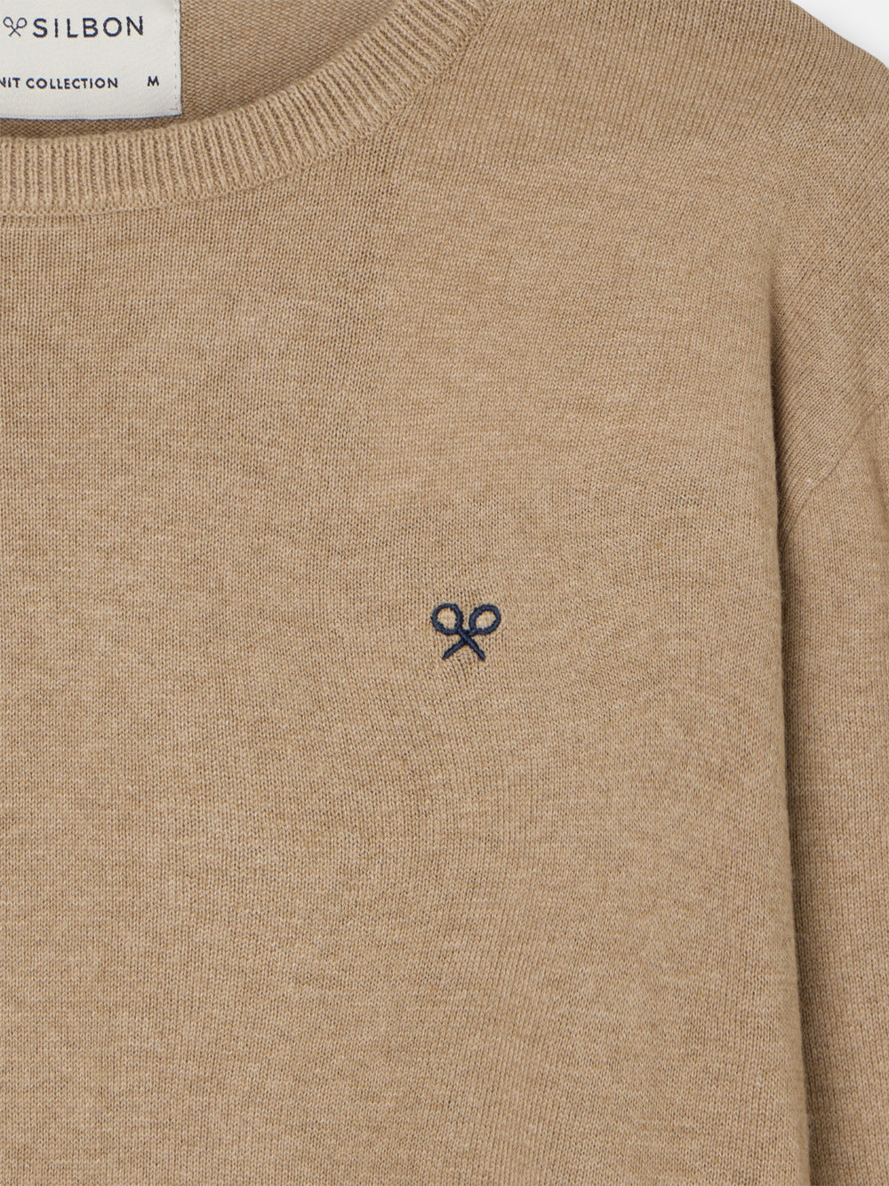 Classic dark beige round neck sweater