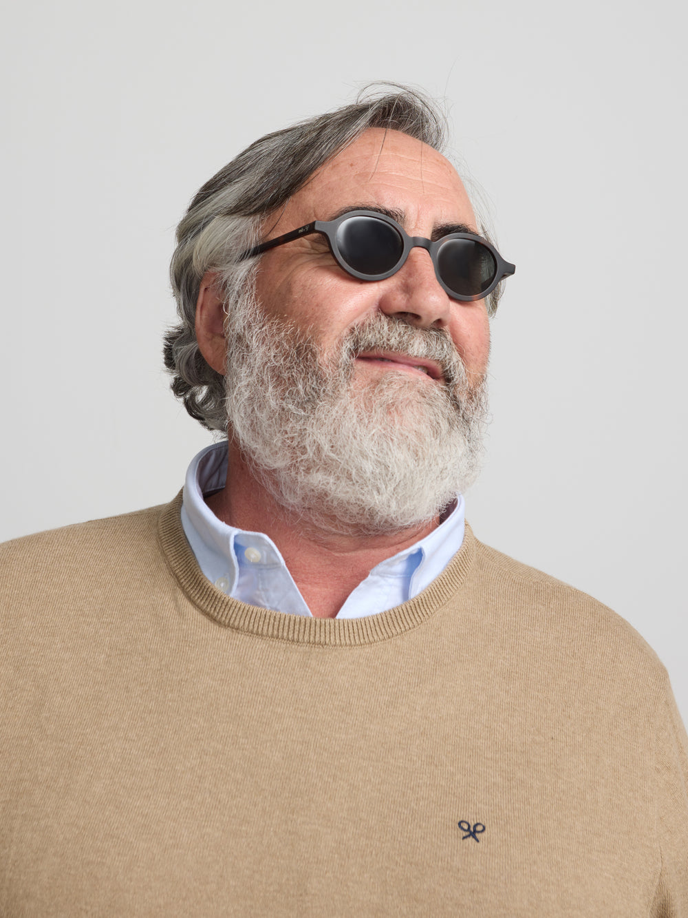 Classic dark beige round neck sweater