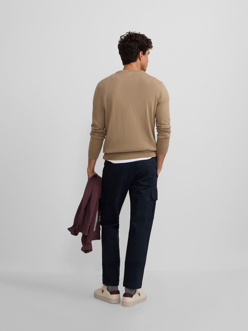 Classic dark beige round neck sweater