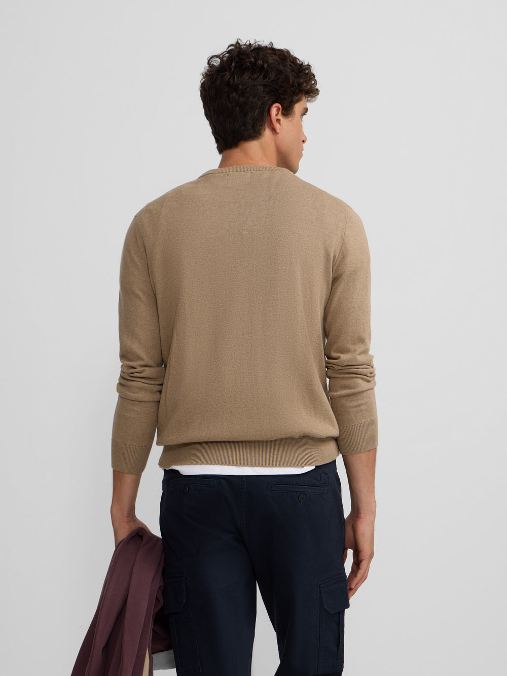Classic dark beige round neck sweater
