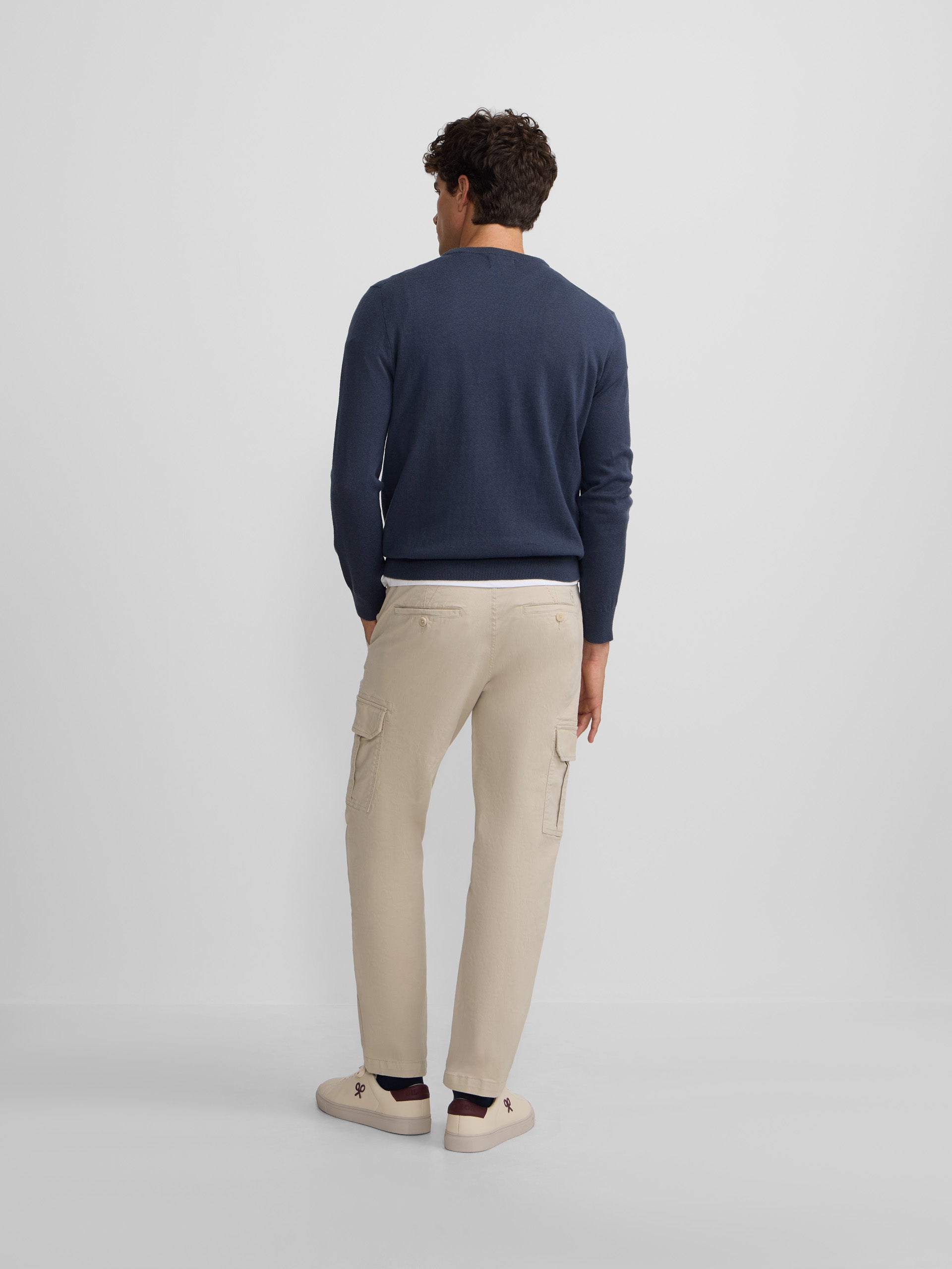 Classic blue-gray round-neck sweater