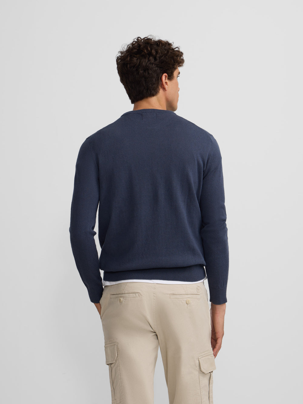 Classic blue-gray round-neck sweater