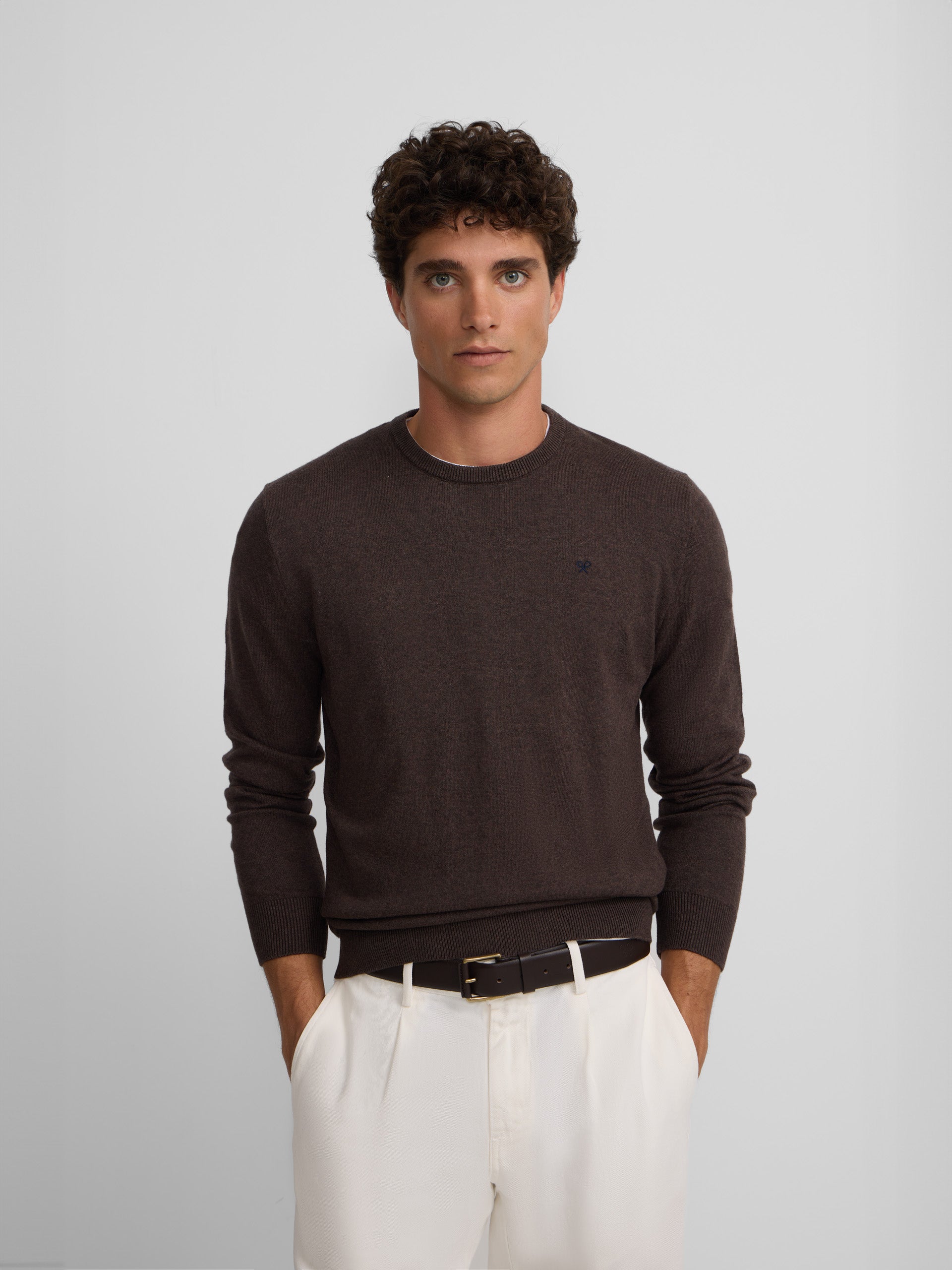 Classic brown round neck sweater