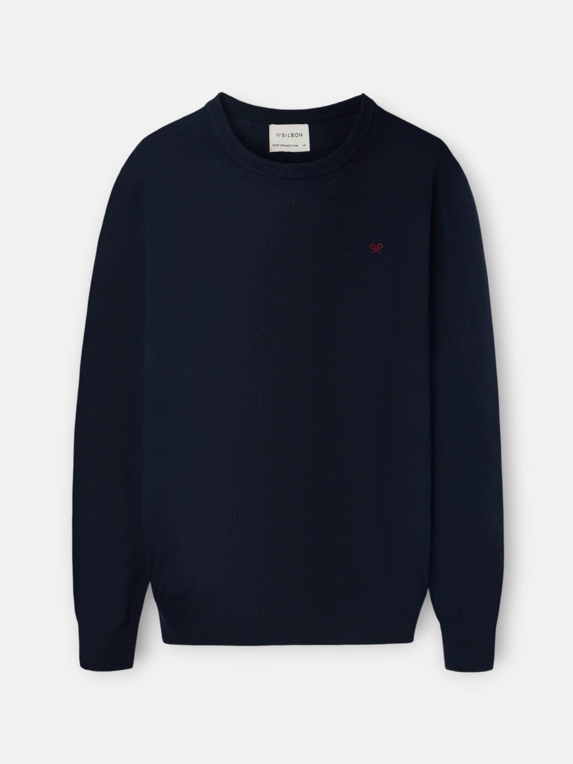 Classic navy blue round neck sweater