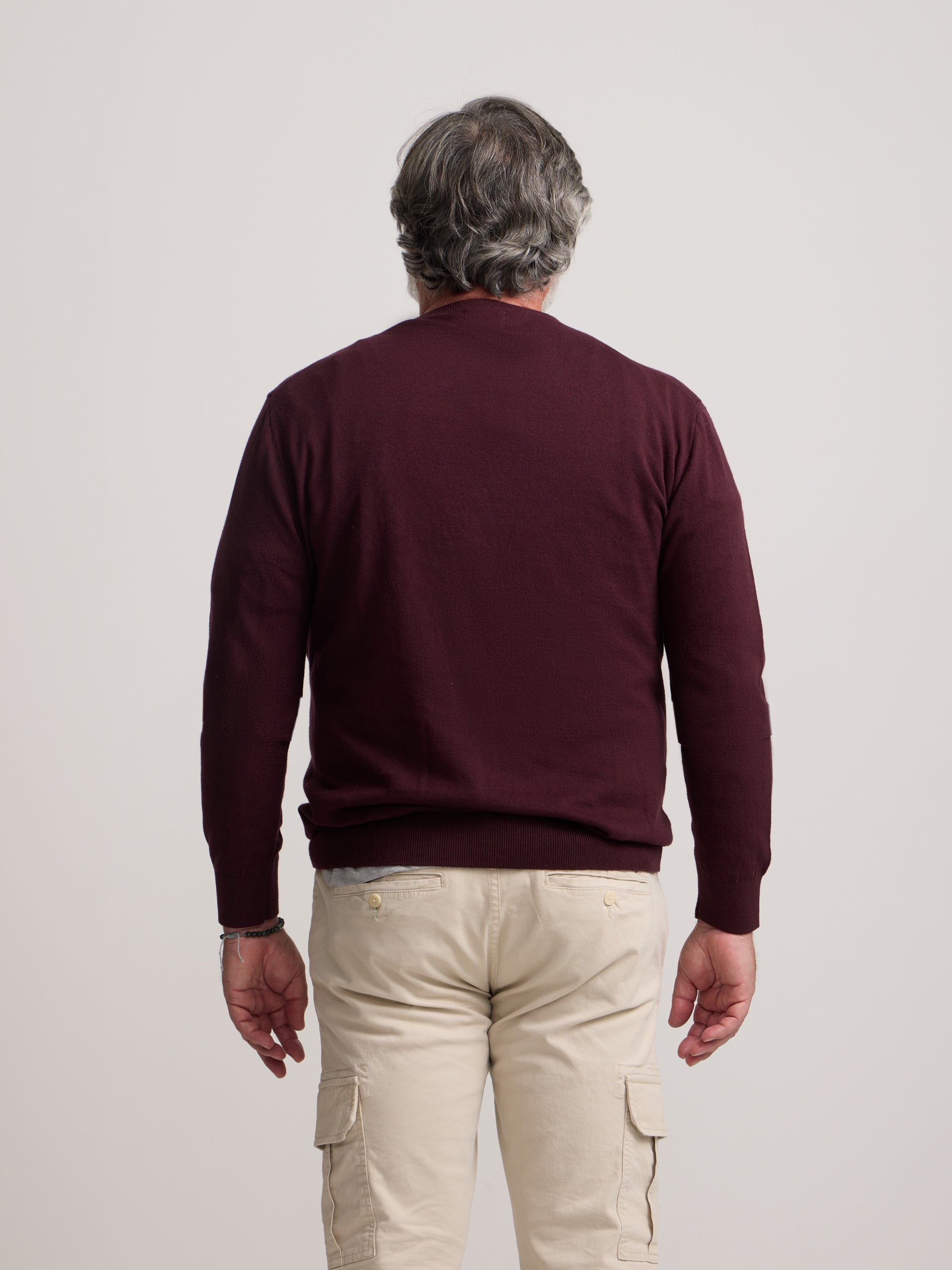 Pull col rond classique bordeaux foncé