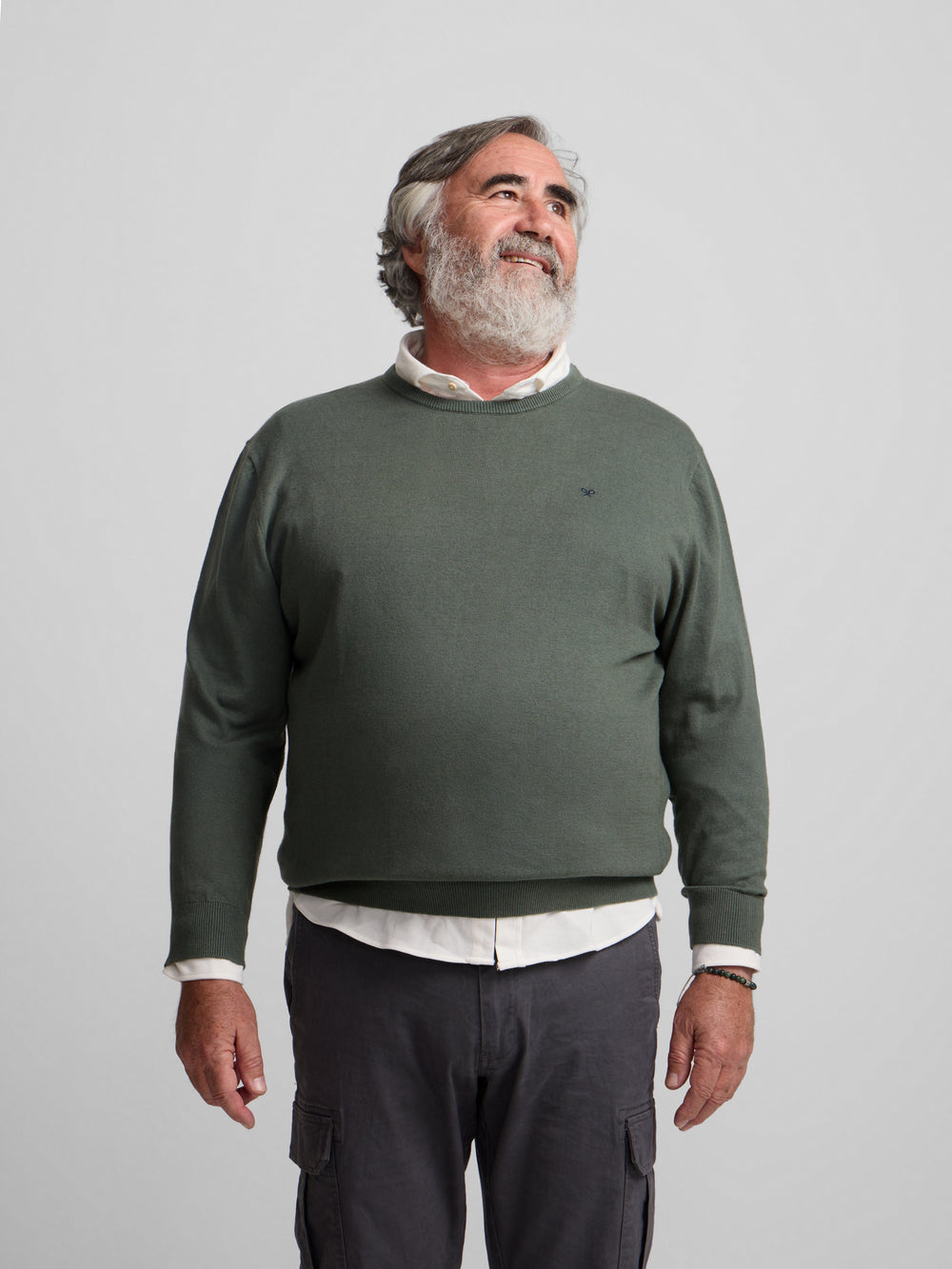 Camisola clássica de gola redonda verde claro