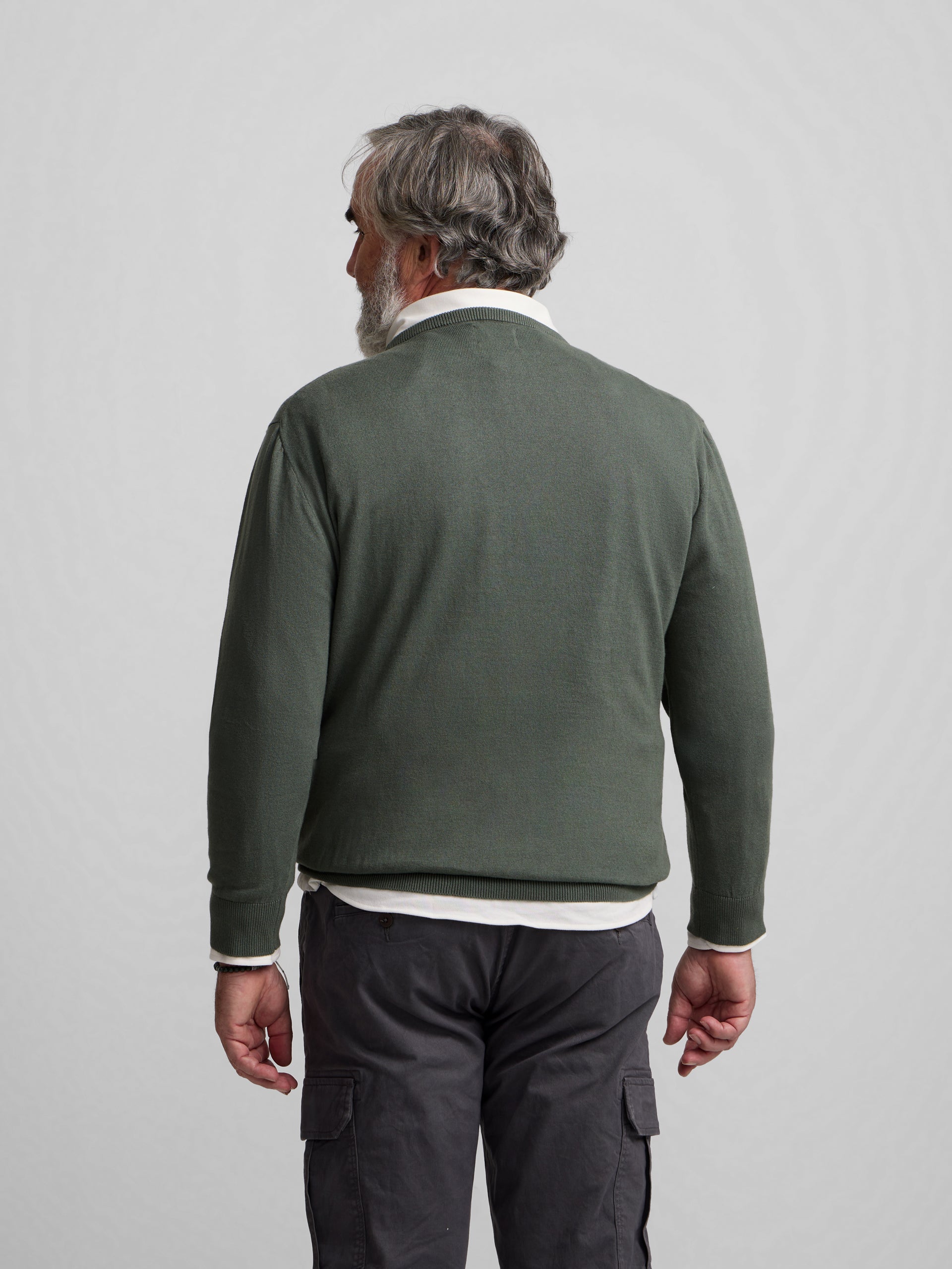 Pull col rond vert clair classique