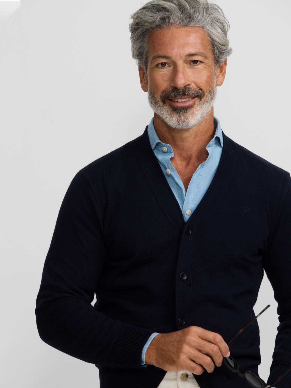 Cardigan clássico azul-marinho