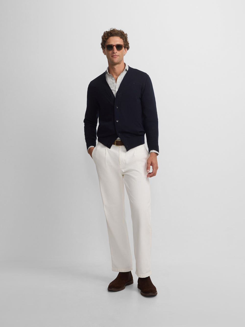 Cardigan clássico azul-marinho