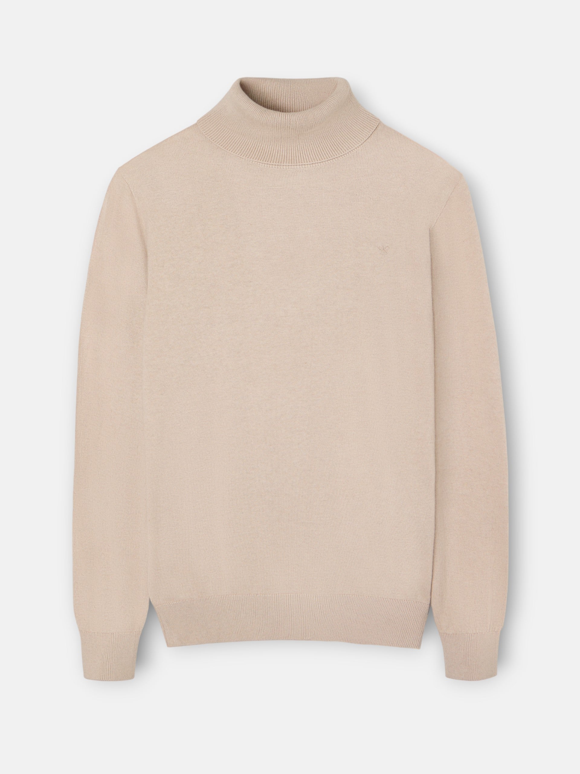 Pull col roulé beige classique
