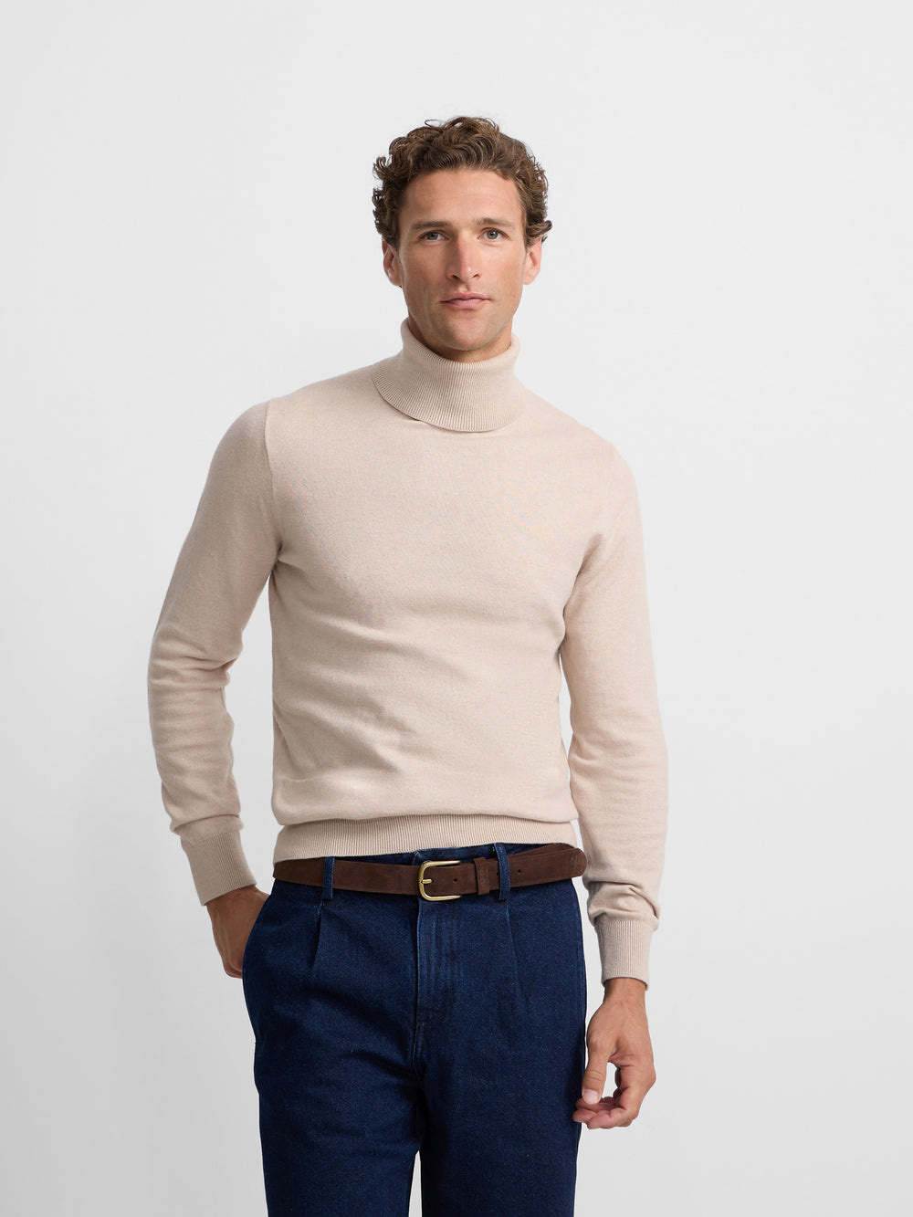 Classic beige turtleneck sweater