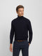 Pull col roulé bleu marine classique