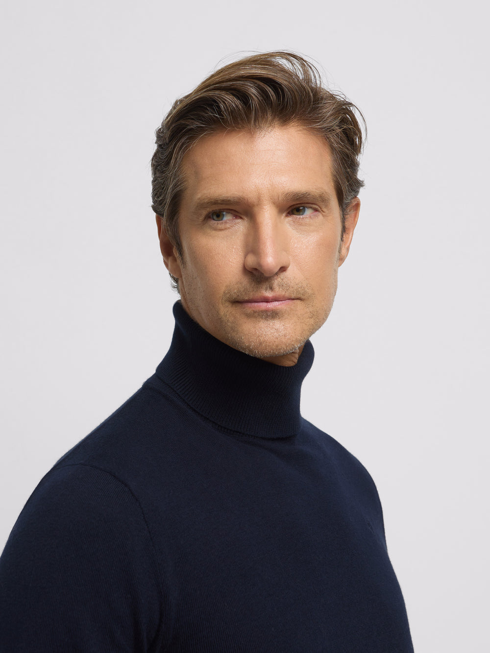 Classic navy blue turtleneck sweater