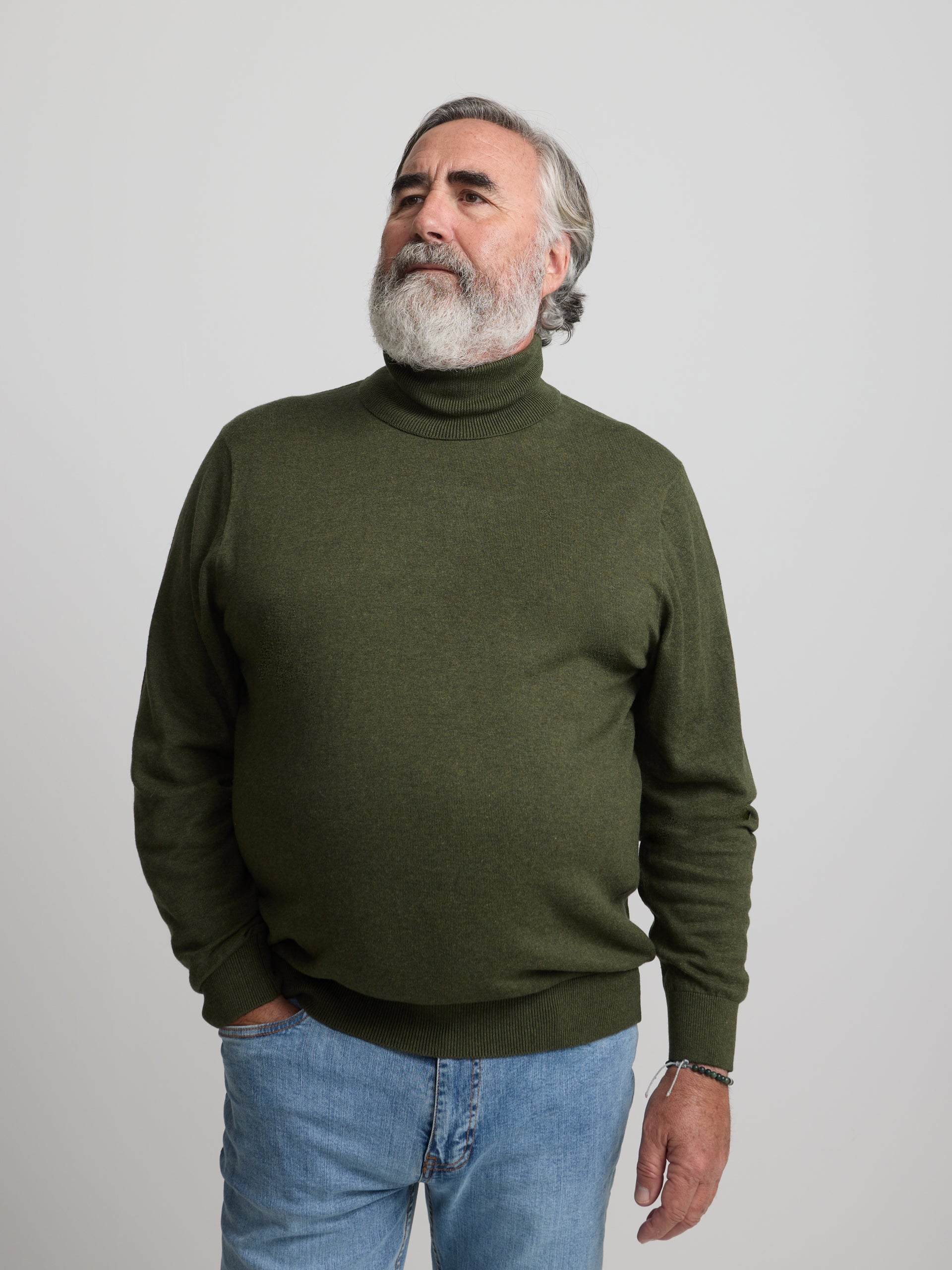 Classic green turtleneck sweater