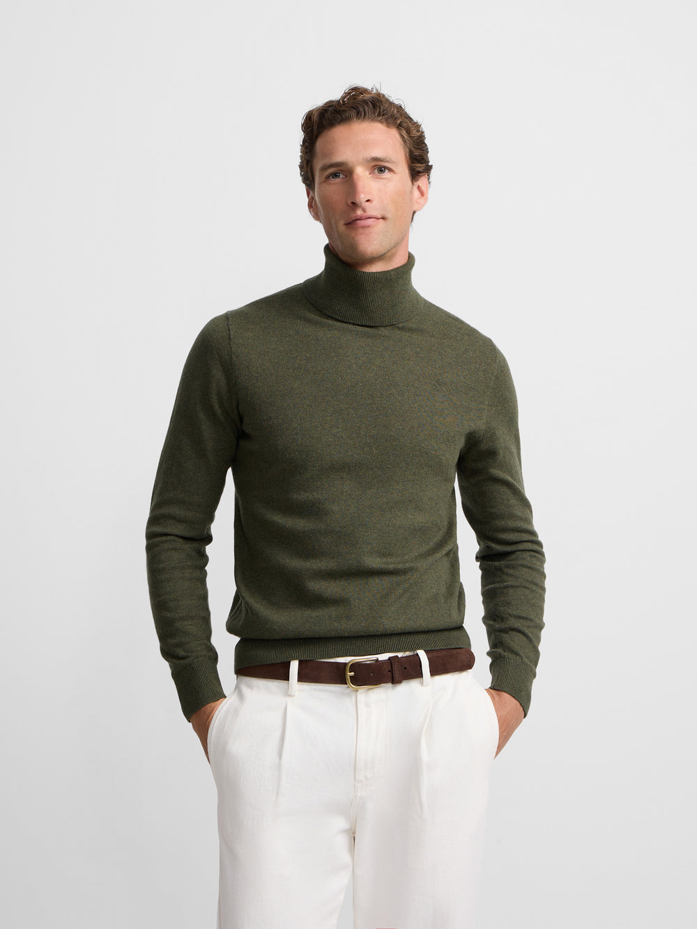 Classic green turtleneck sweater