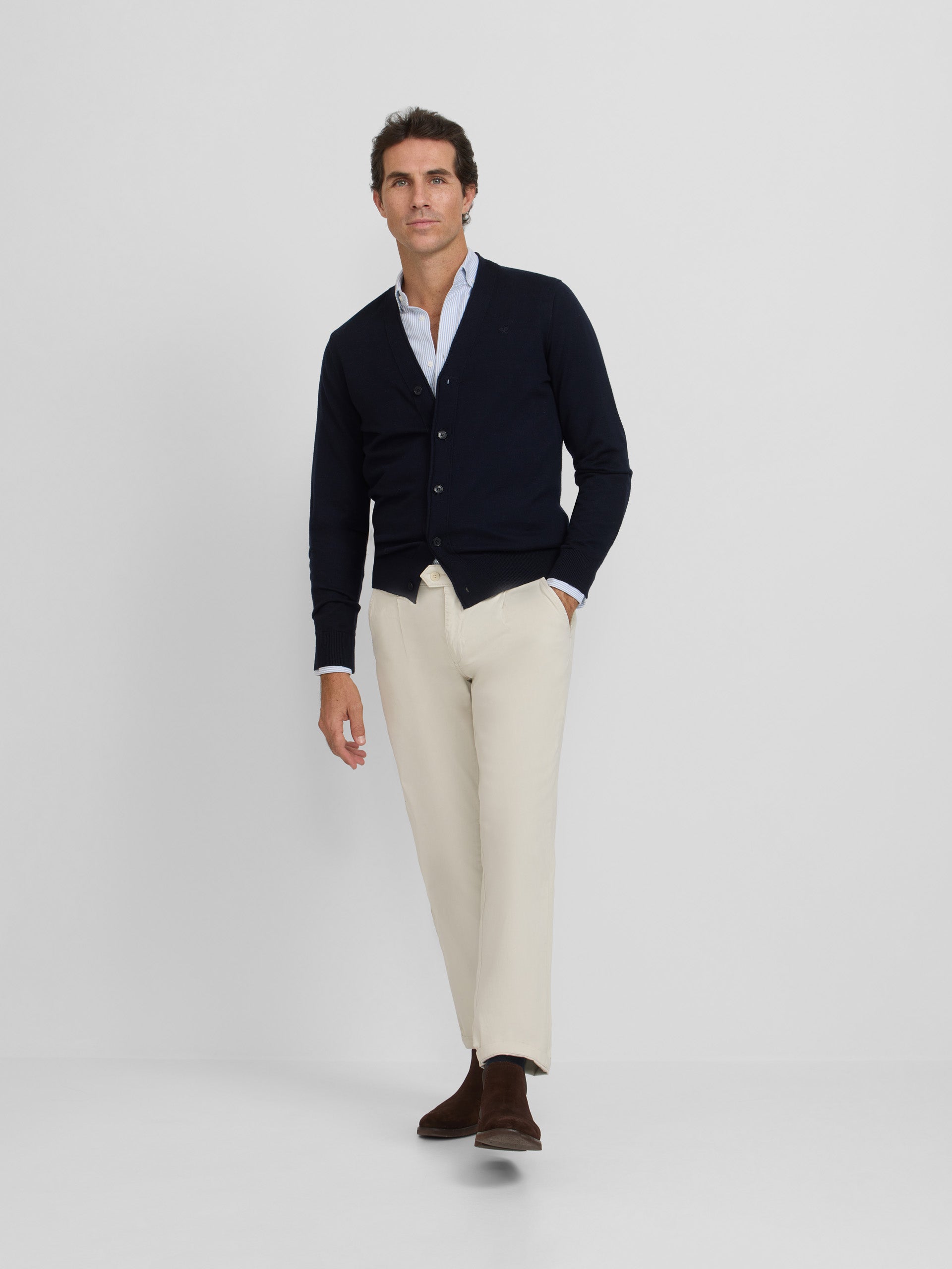 Pantalon chino décontracté à plis pierre
