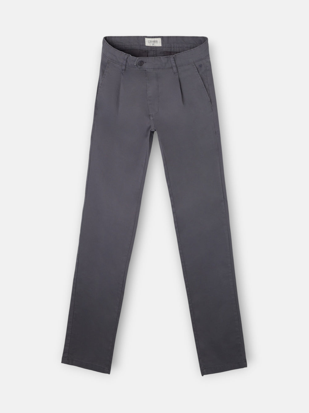 Casual dark grey pleated chino pants