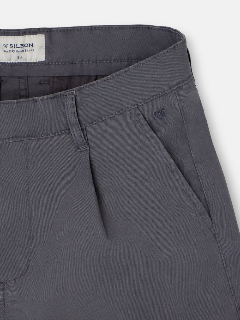 Casual dark grey pleated chino pants