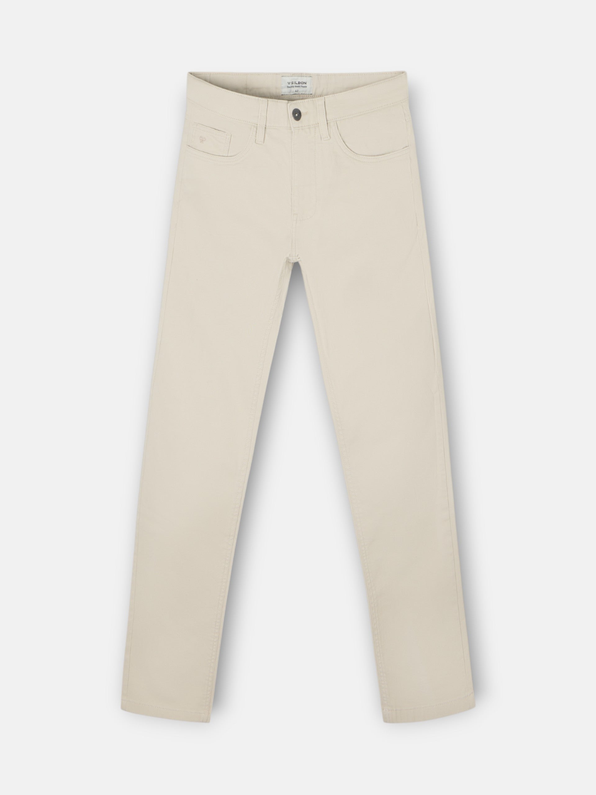 Pantalon de sport beige décontracté à cinq poches
