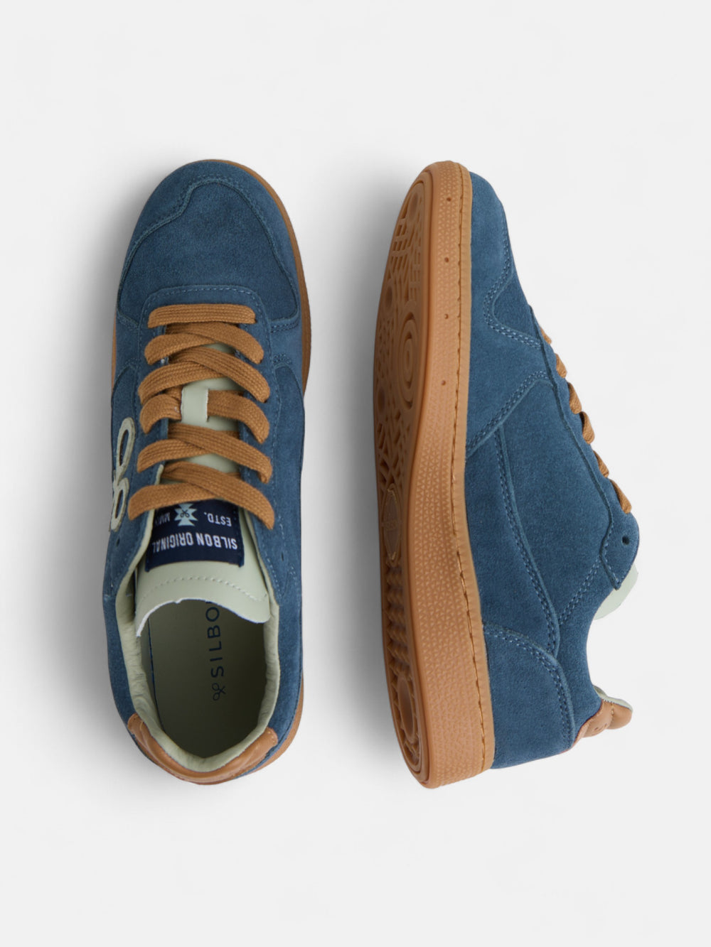 Sapatilha casual em pele azul