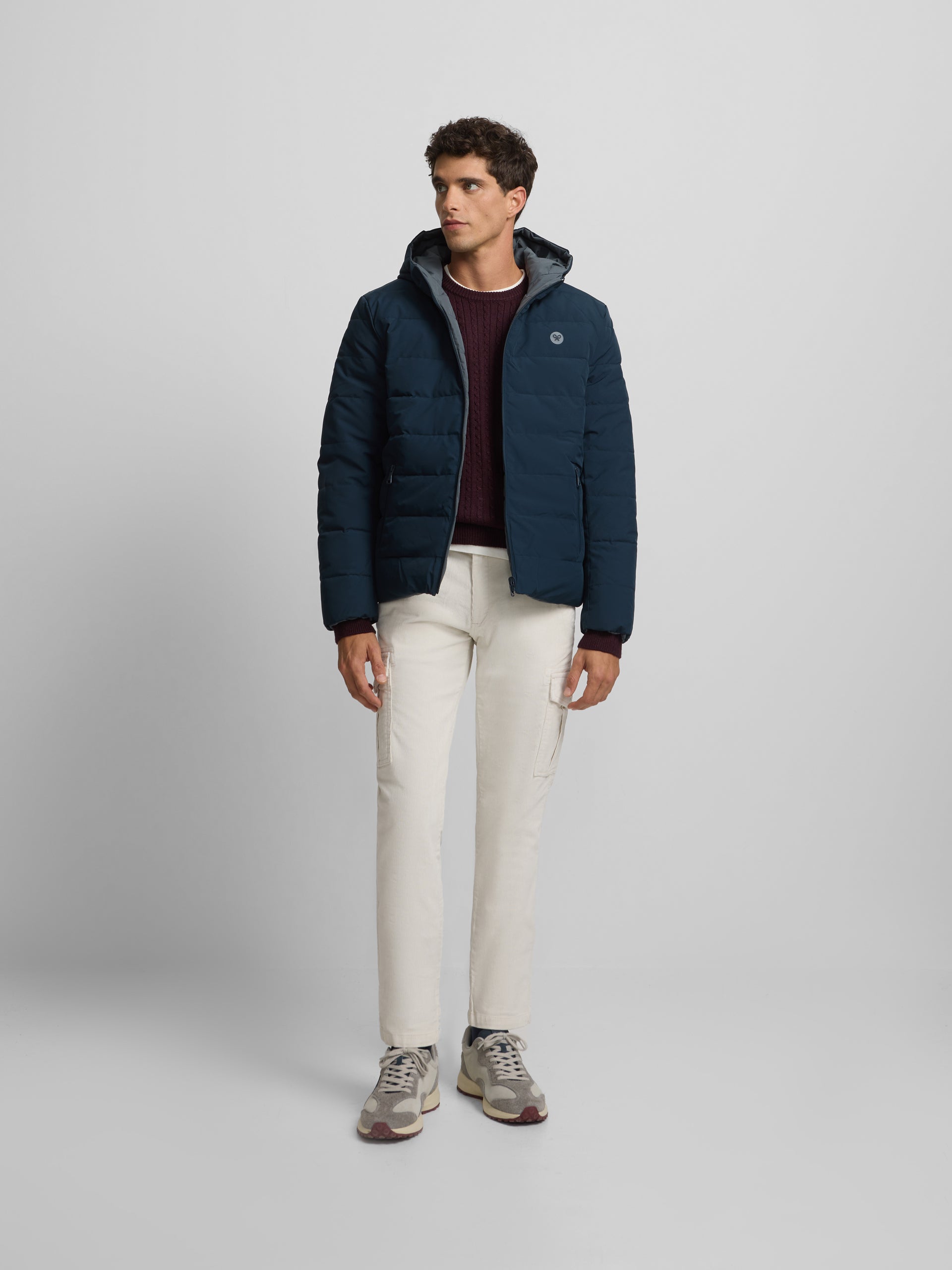 Abrigo tecnico reversible capucha gris marino