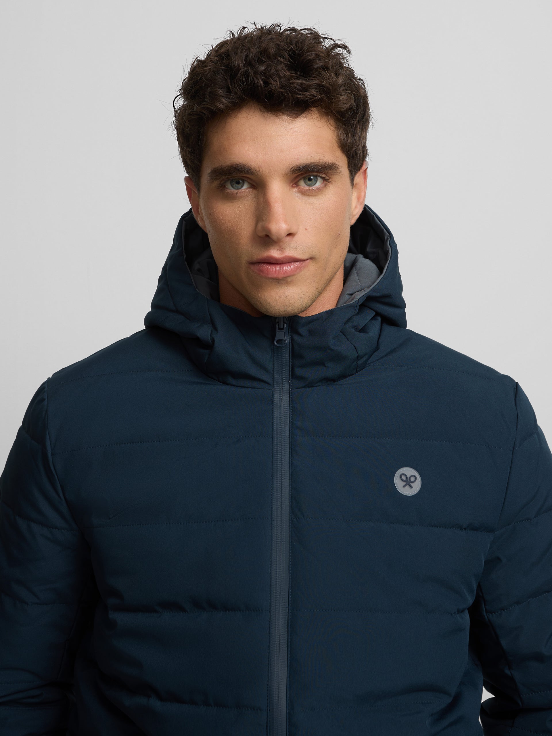 Abrigo tecnico reversible capucha gris marino