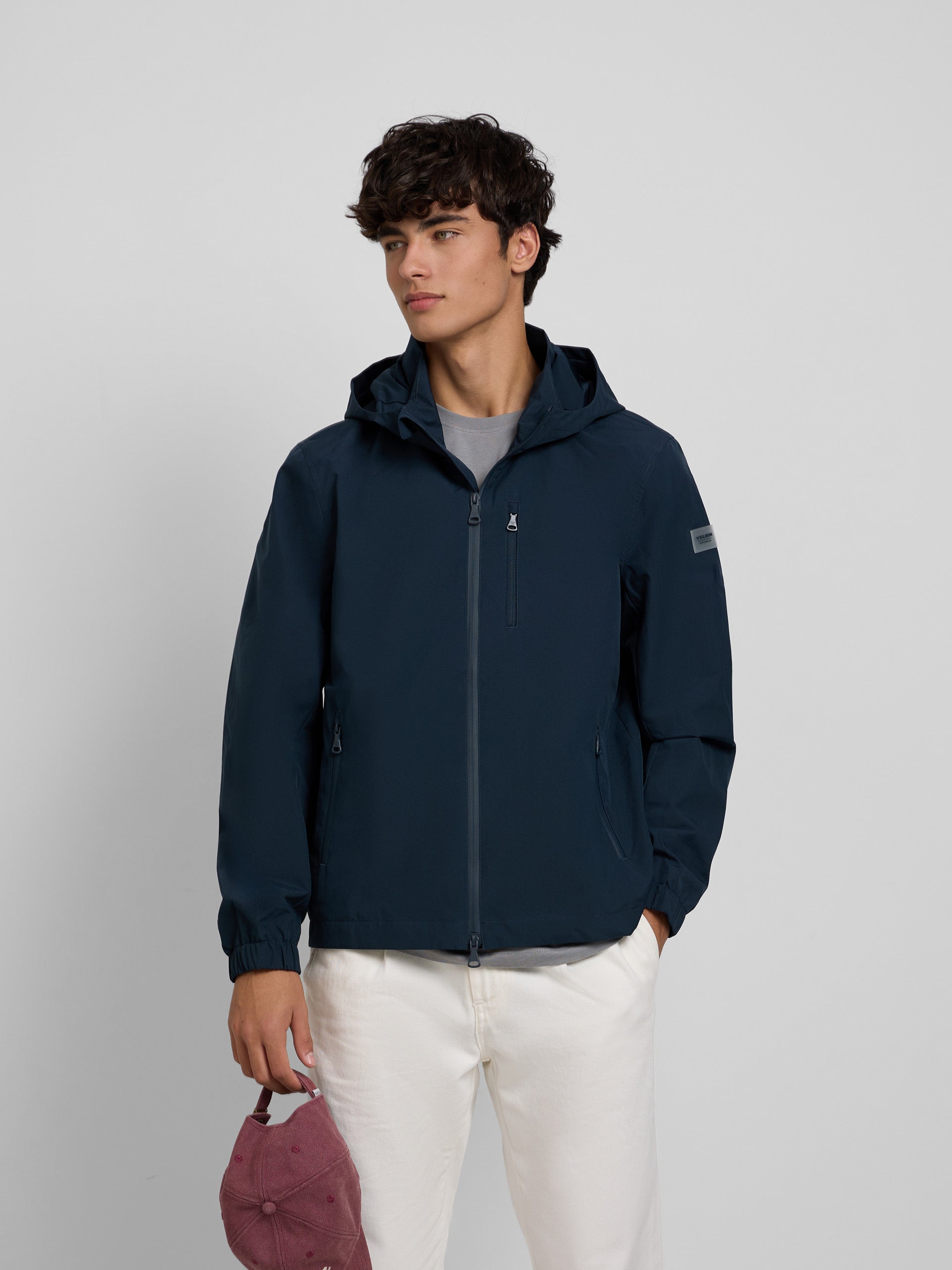 Chaqueta capucha cortavientos marino