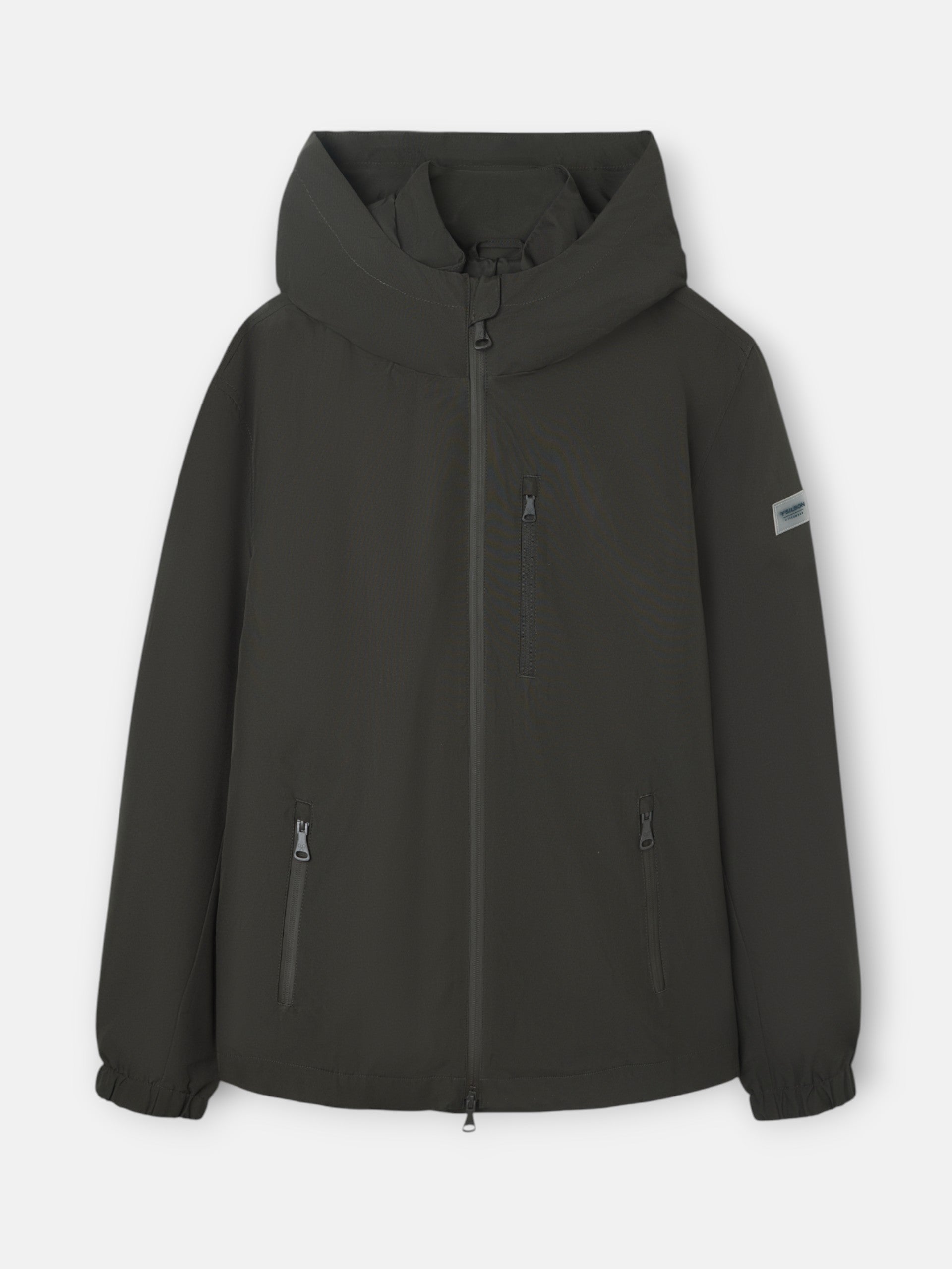 Green windbreaker hooded jacket