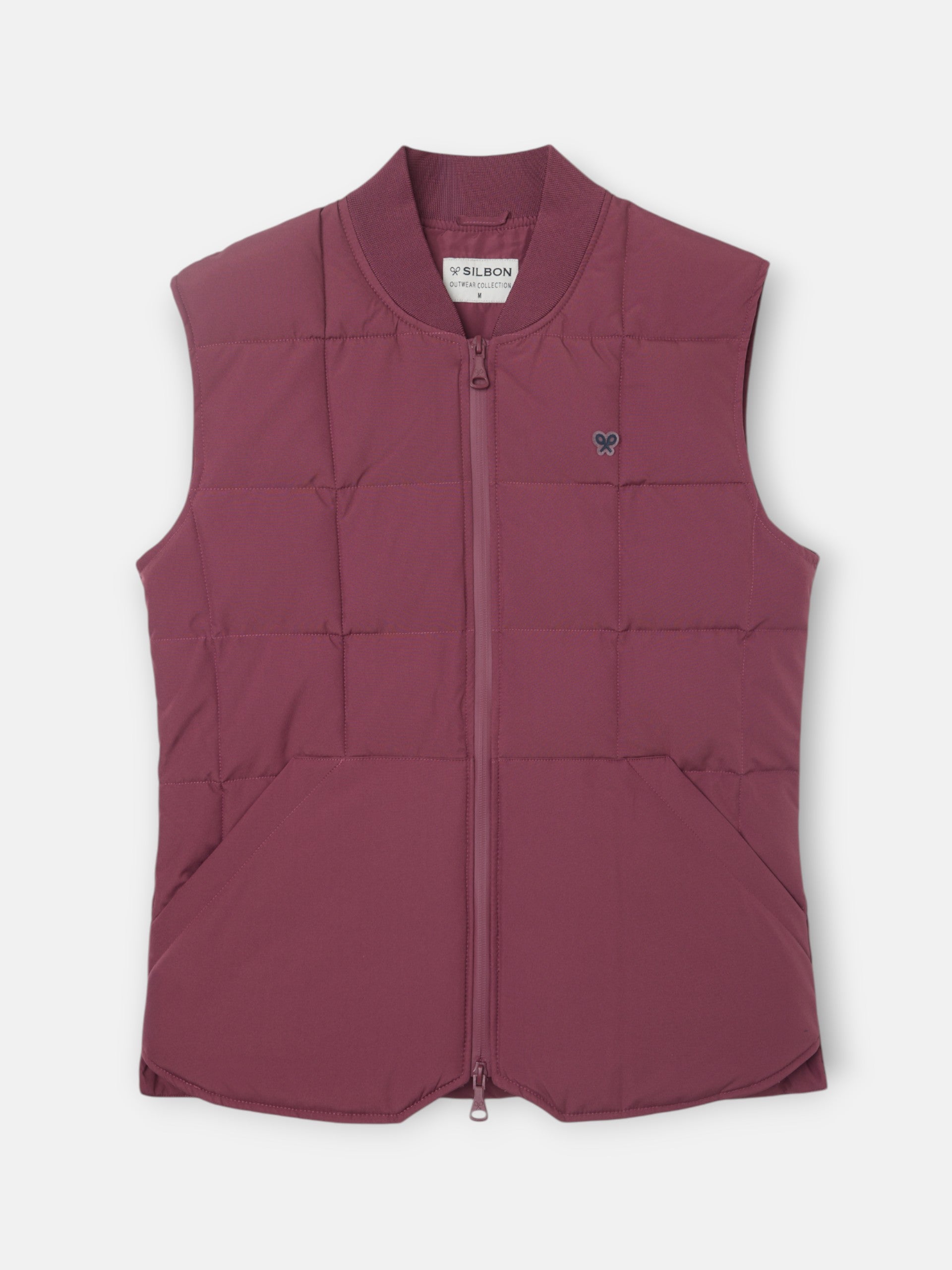 Burgundy checked technical vest