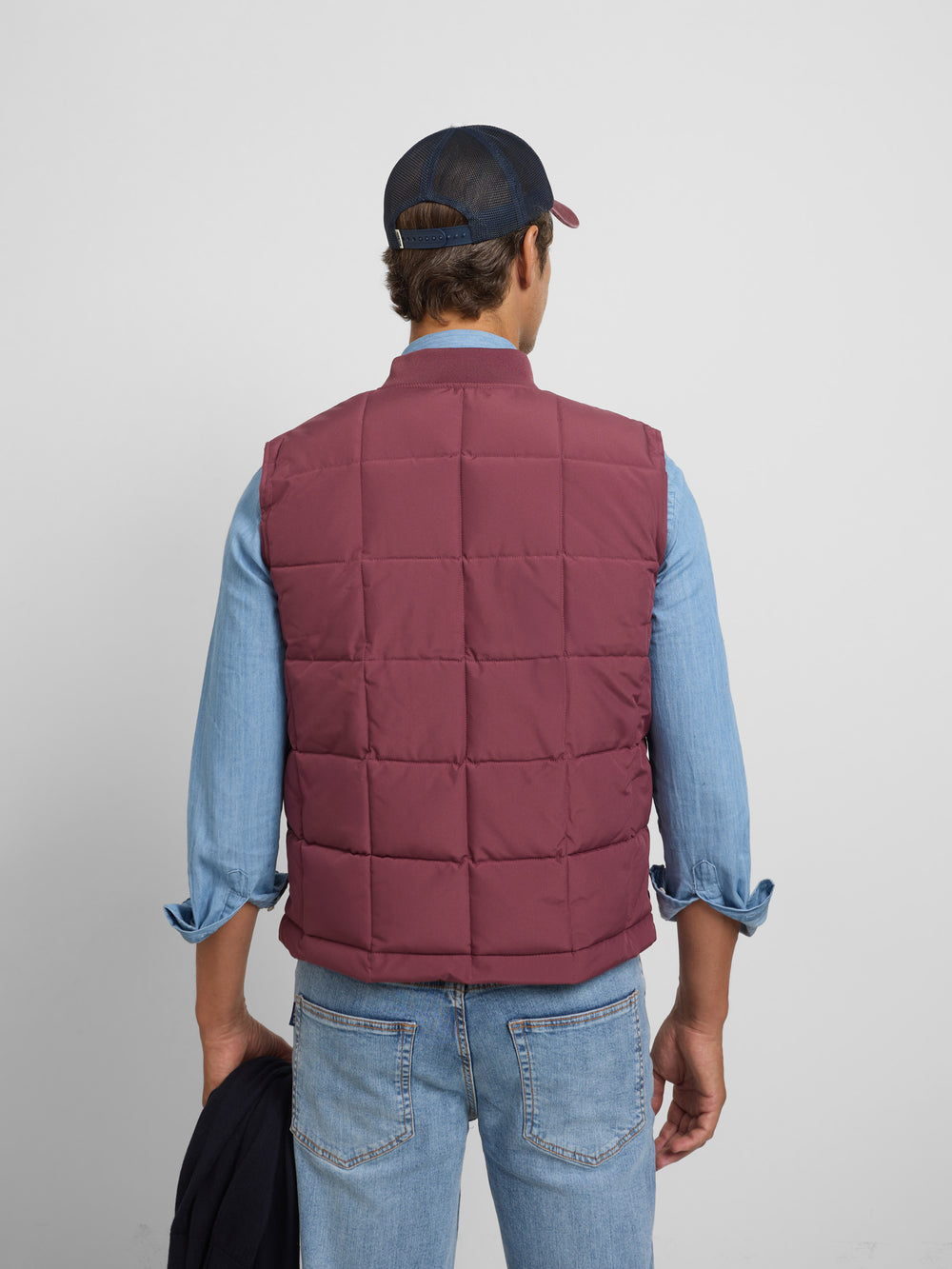 Burgundy checked technical vest