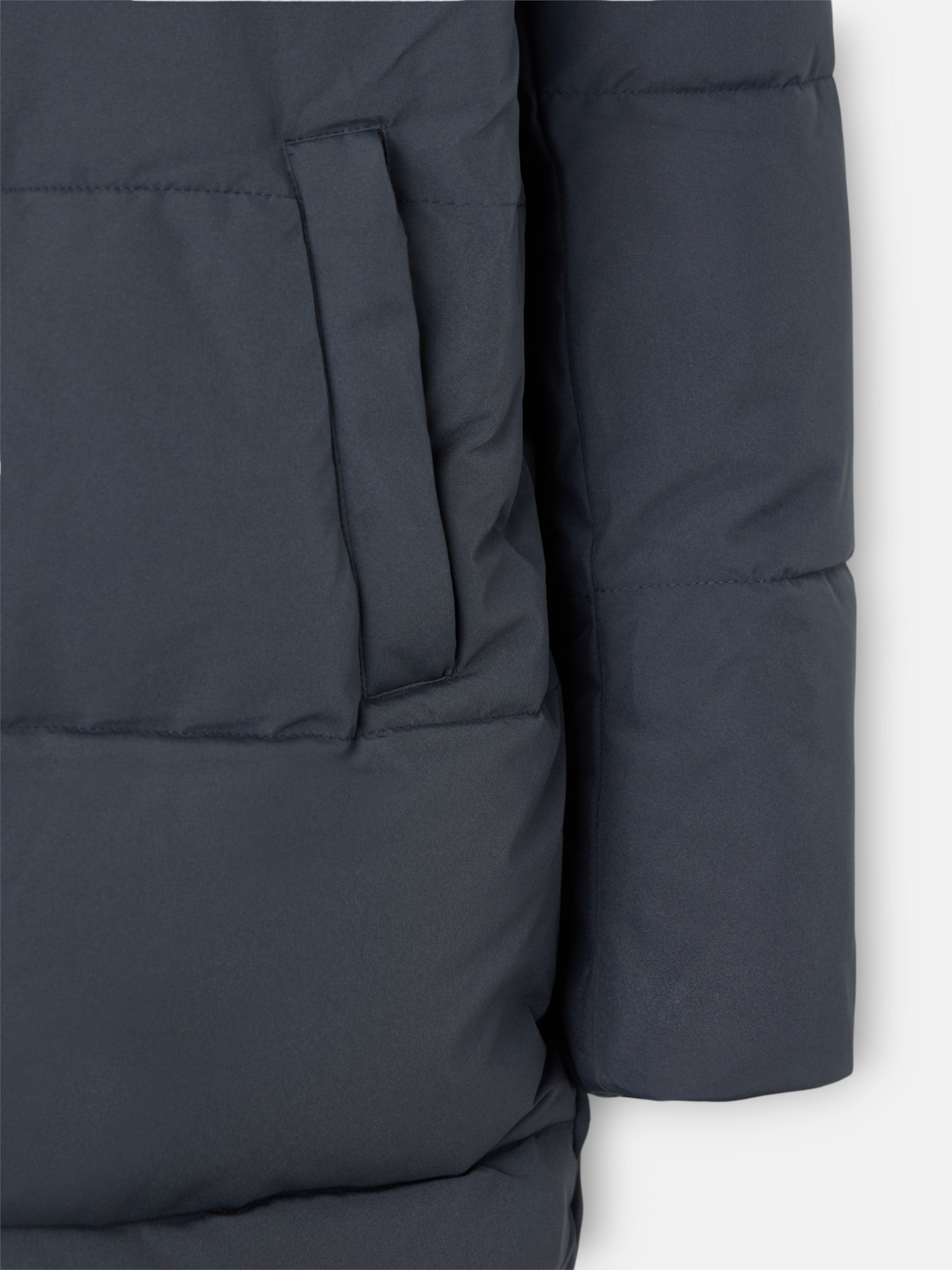 Manteau long matelassé à capuche grise