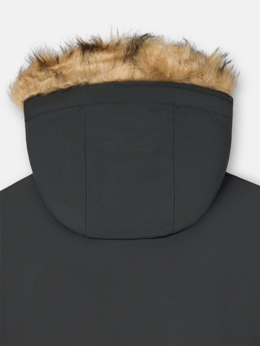 Long technical coat with green hood