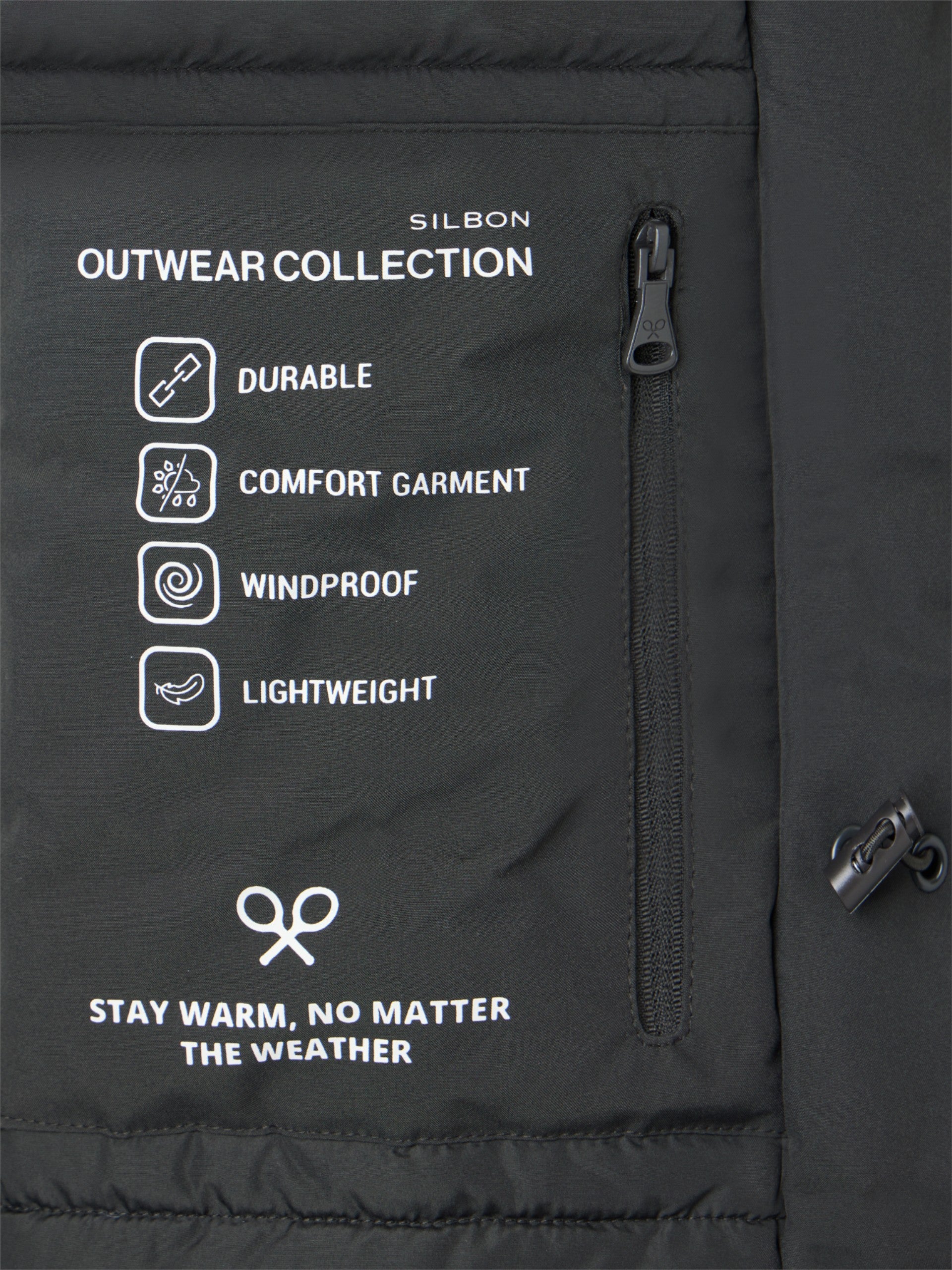 Long technical coat with green hood