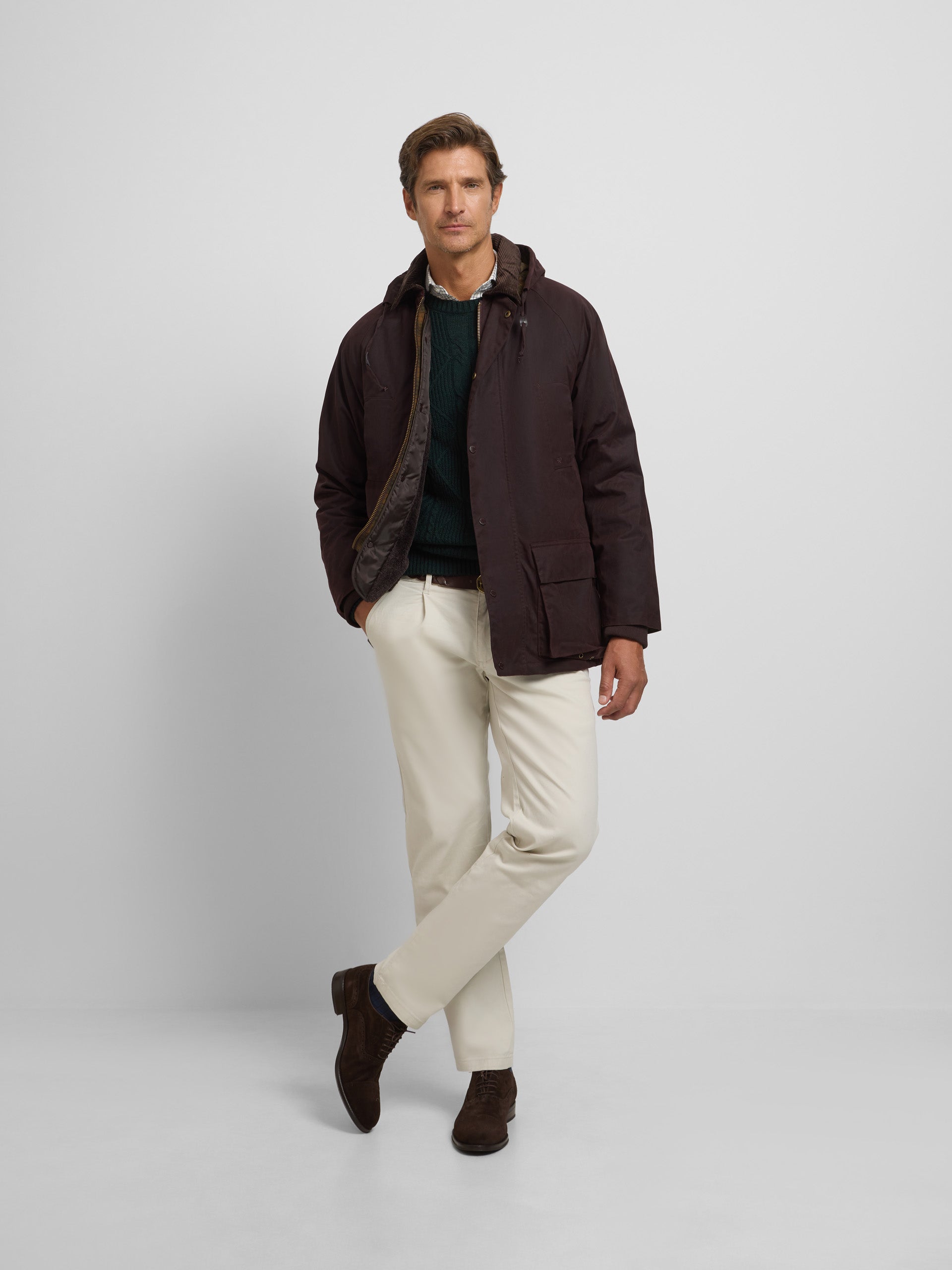 Manteau ciré marron foncé classique