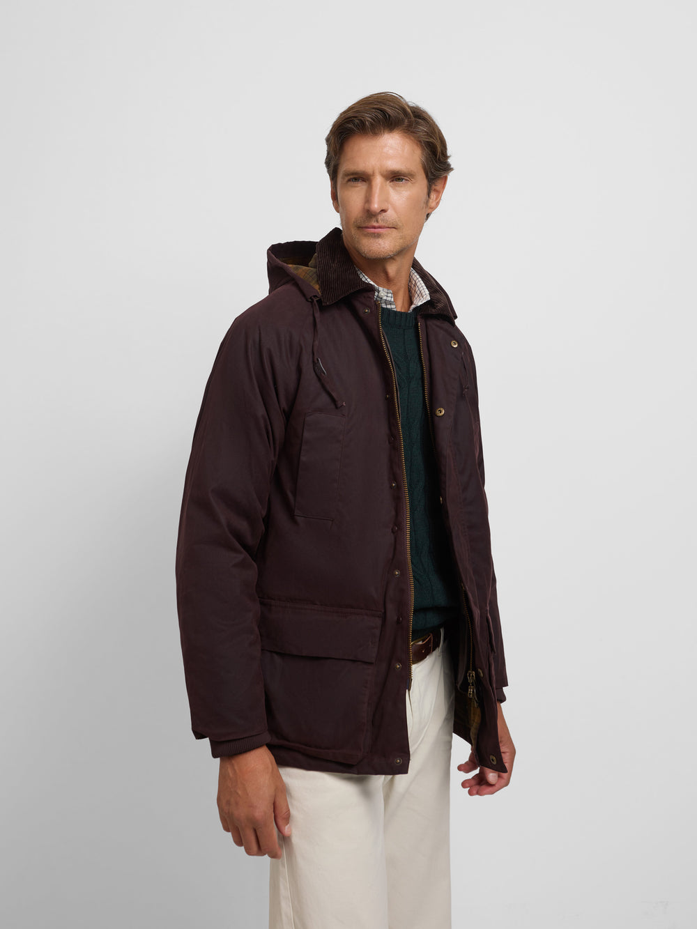Manteau ciré marron foncé classique