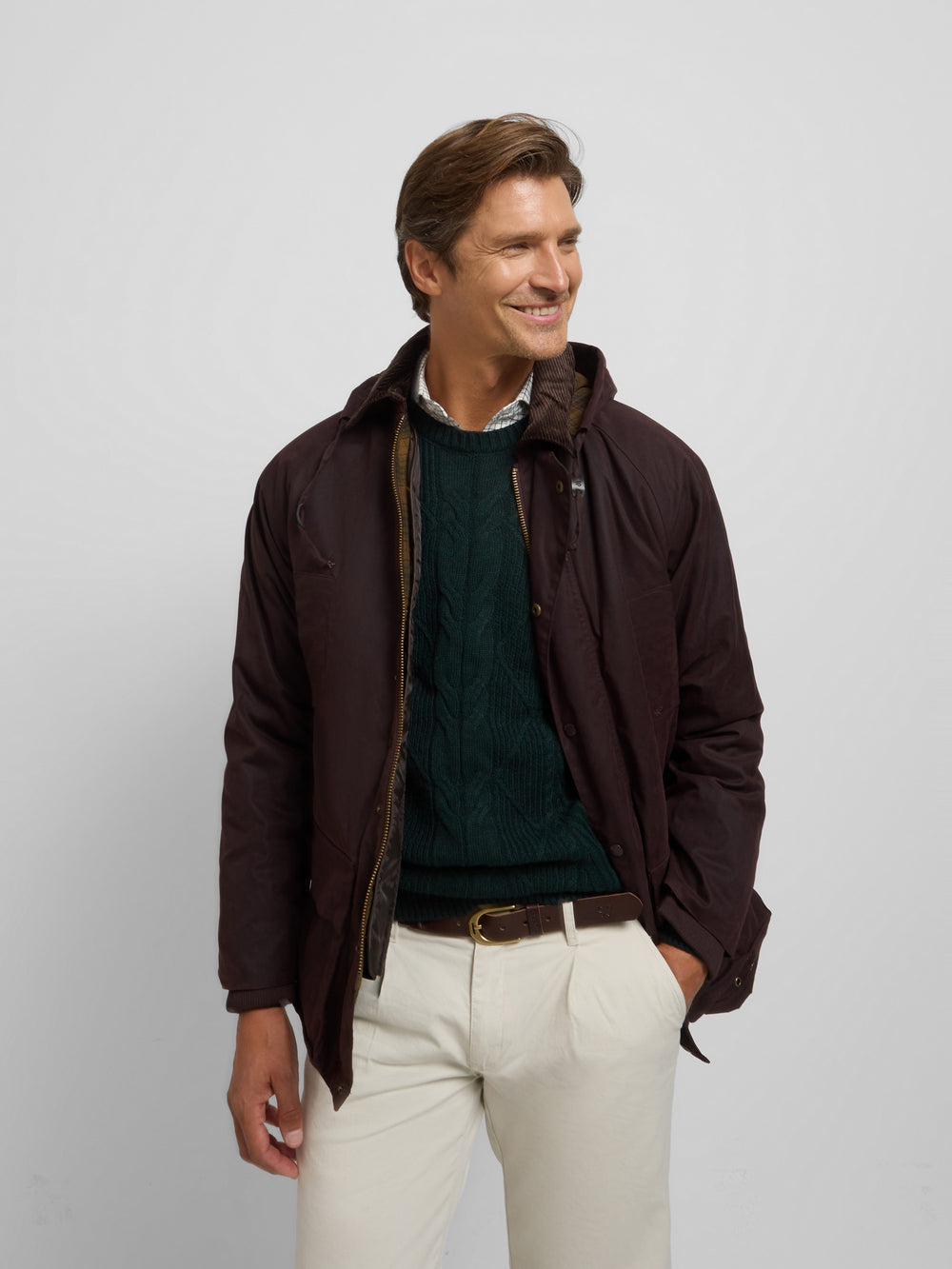 Manteau ciré marron foncé classique