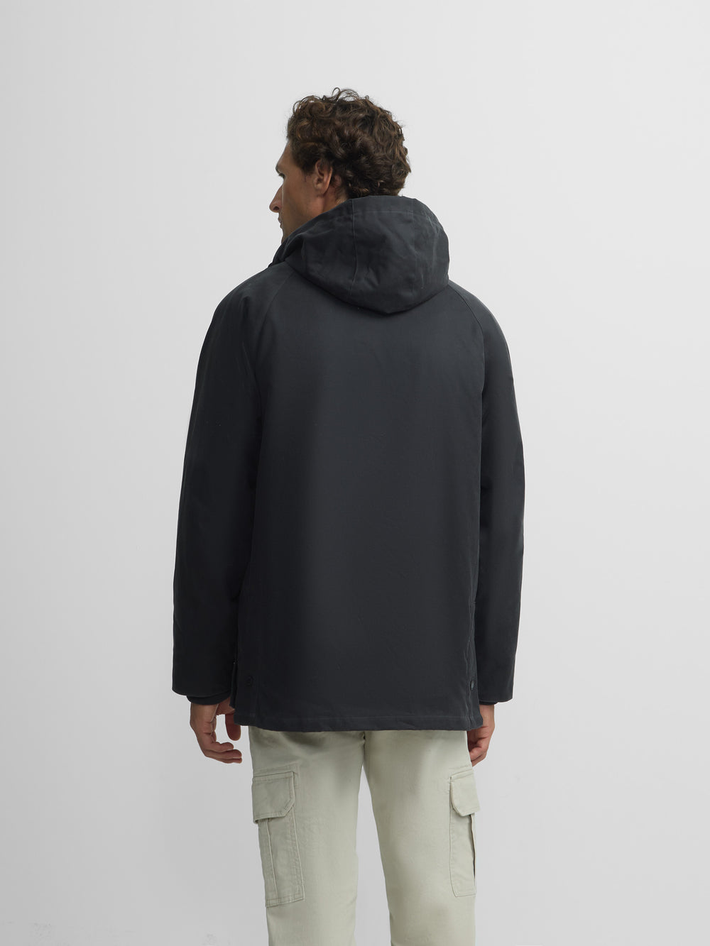 Classic grey-blue waxed coat