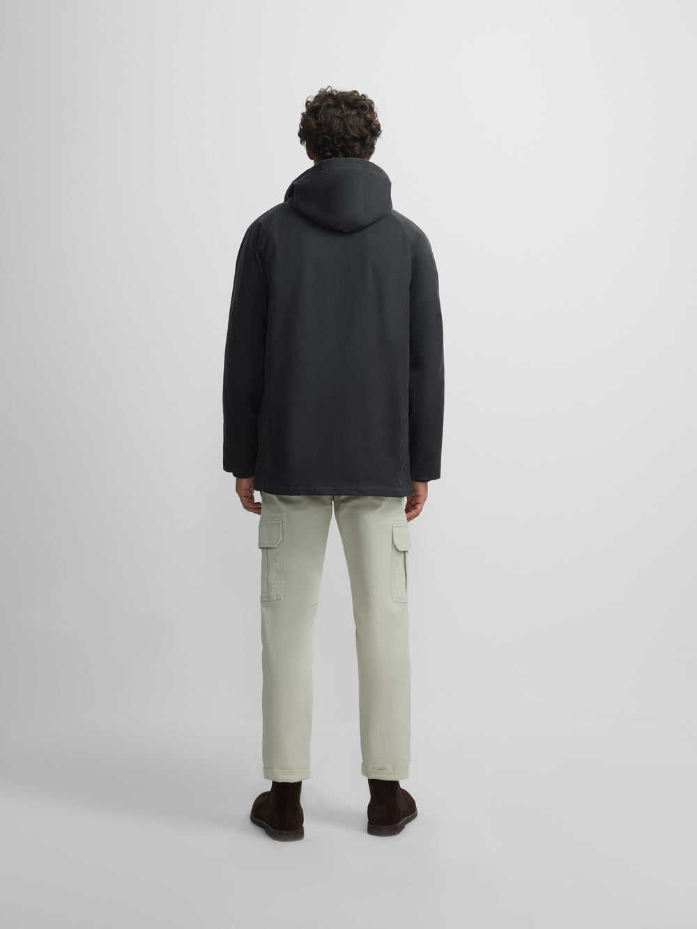 Classic grey-blue waxed coat