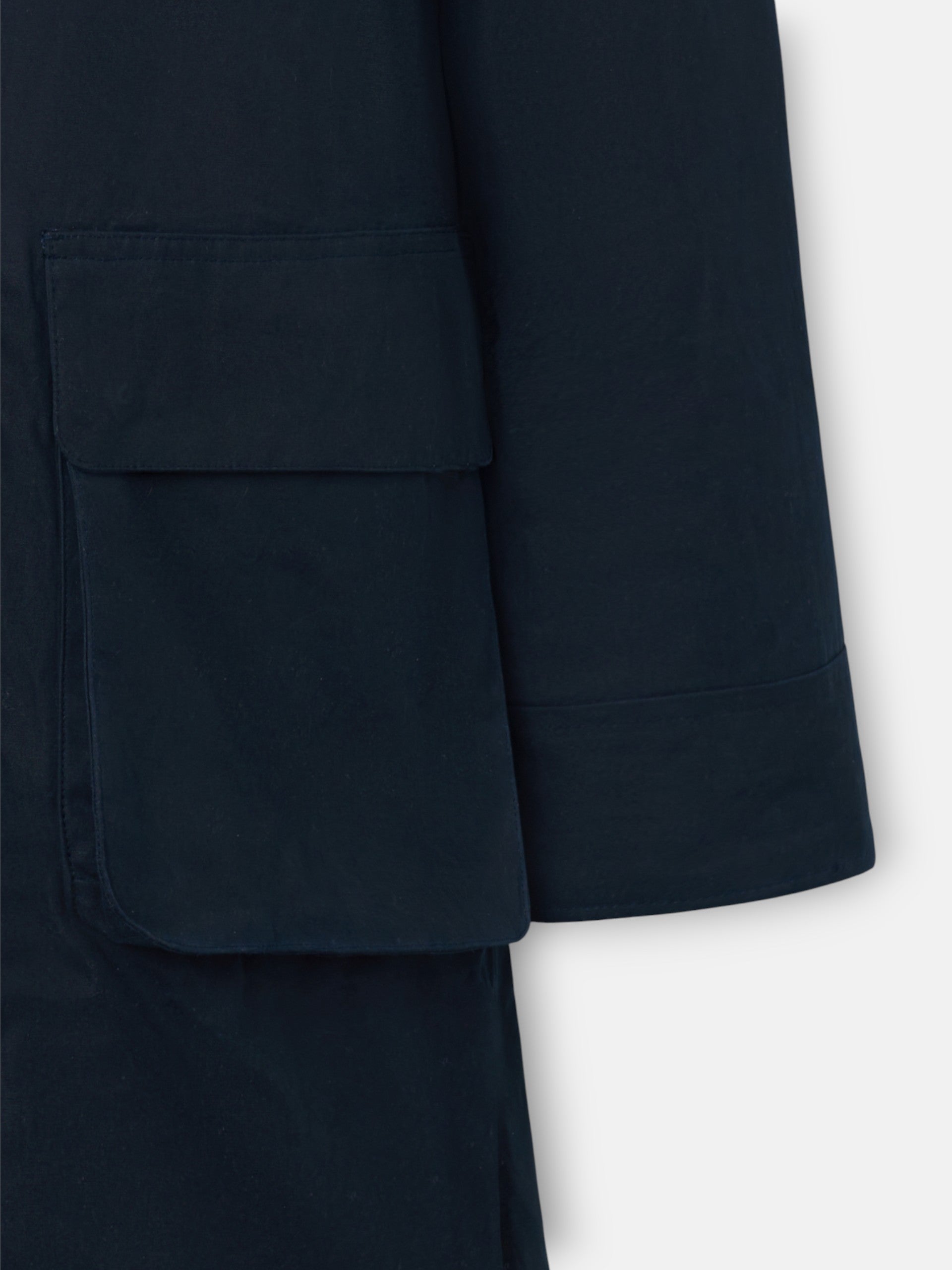 Long navy blue waxed coat