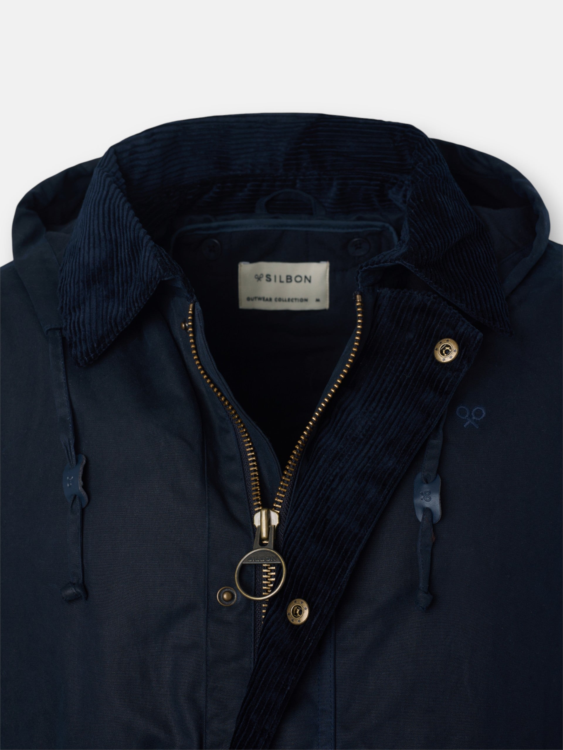 Long navy blue waxed coat