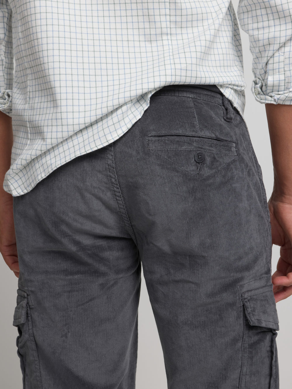 Gray corduroy cargo sport pants