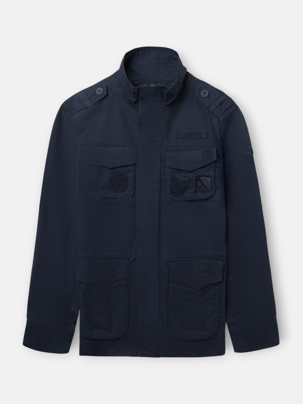 Veste militaire à patchs de teinture bleu marine