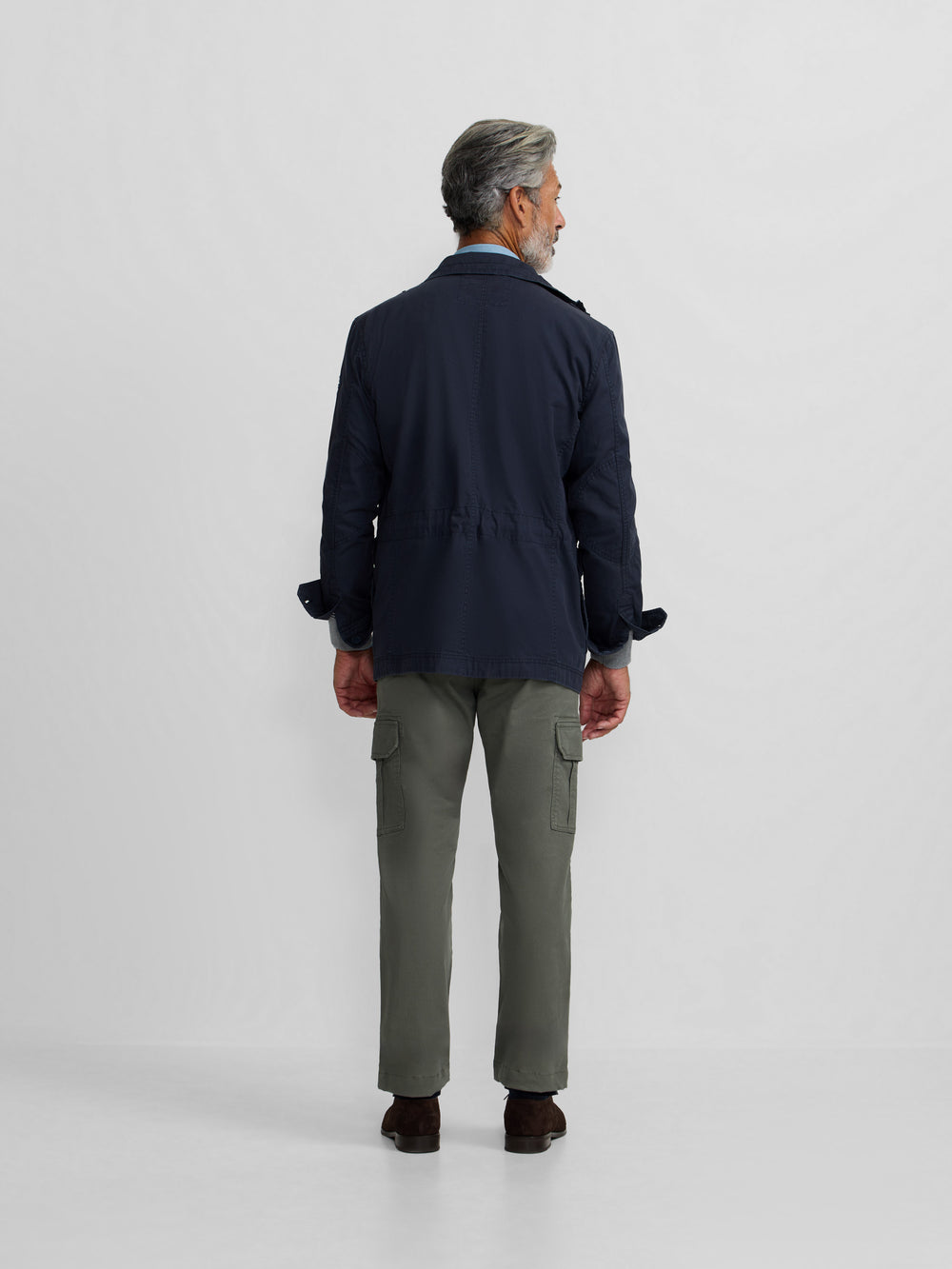 Veste militaire à patchs de teinture bleu marine